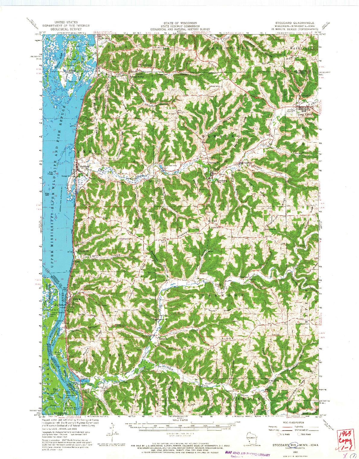 USGS 1:62500-SCALE QUADRANGLE FOR STODDARD, WI 1965