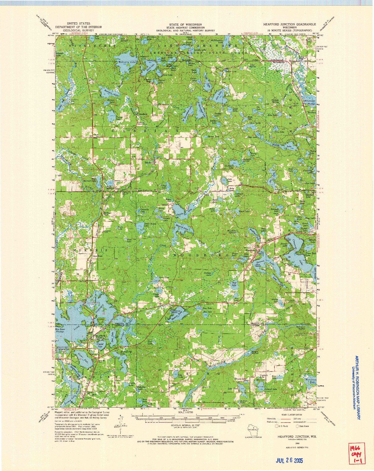 USGS 1:62500-SCALE QUADRANGLE FOR HEAFFORD JUNCTION, WI 1966