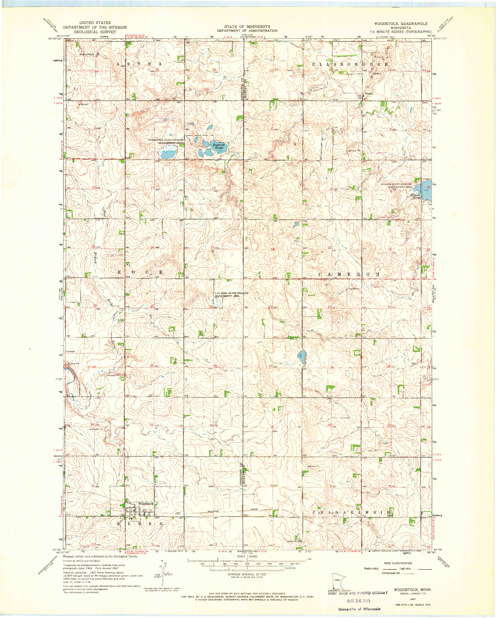 USGS 1:24000-SCALE QUADRANGLE FOR WOODSTOCK, MN 1967