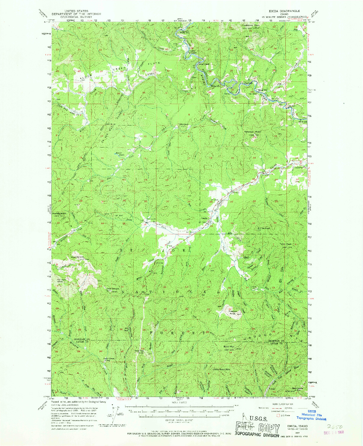 USGS 1:62500-SCALE QUADRANGLE FOR EMIDA, ID 1957