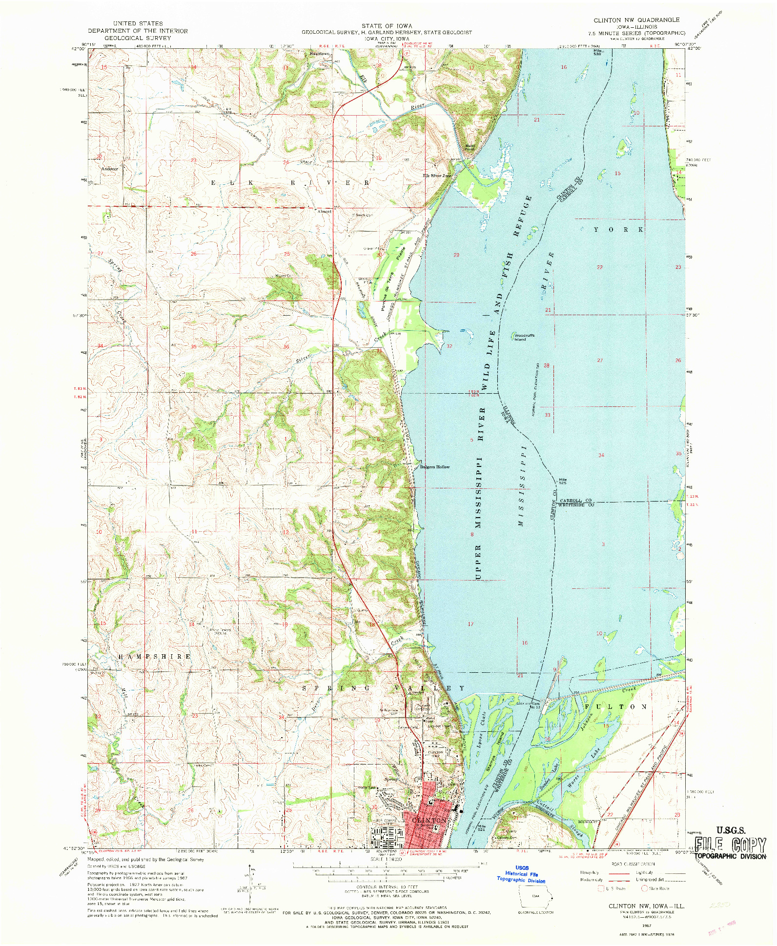 USGS 1:24000-SCALE QUADRANGLE FOR CLINTON NW, IA 1967
