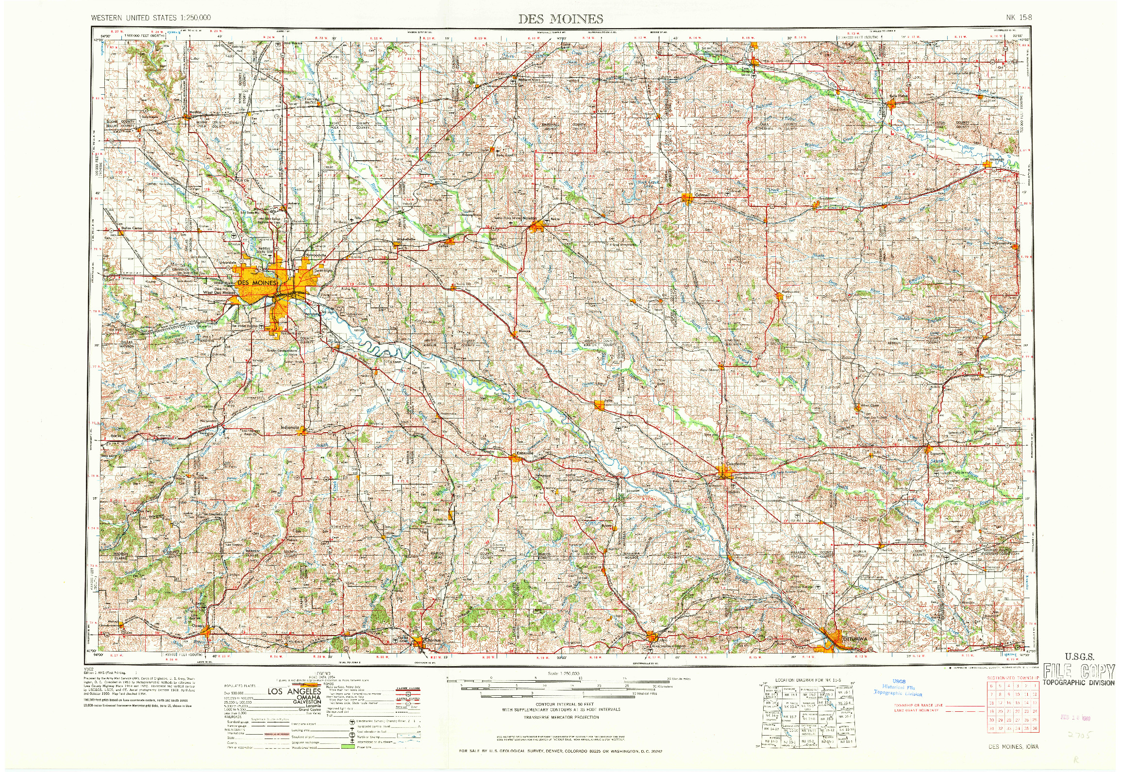 USGS 1:250000-SCALE QUADRANGLE FOR DES MOINES, IA 1969