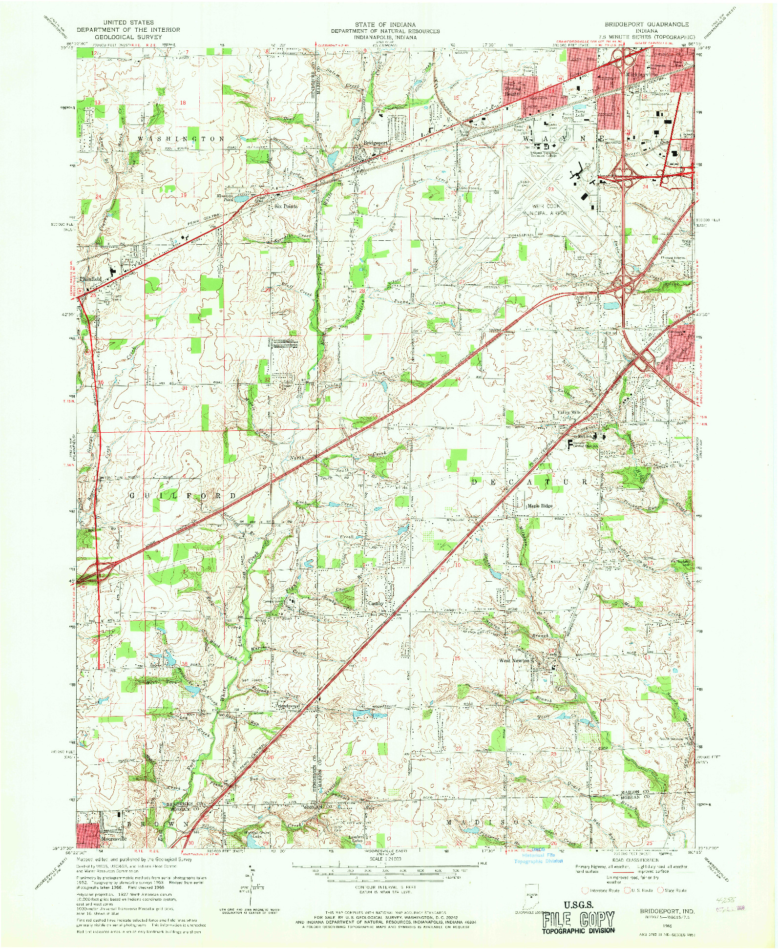 USGS 1:24000-SCALE QUADRANGLE FOR BRIDGEPORT, IN 1966