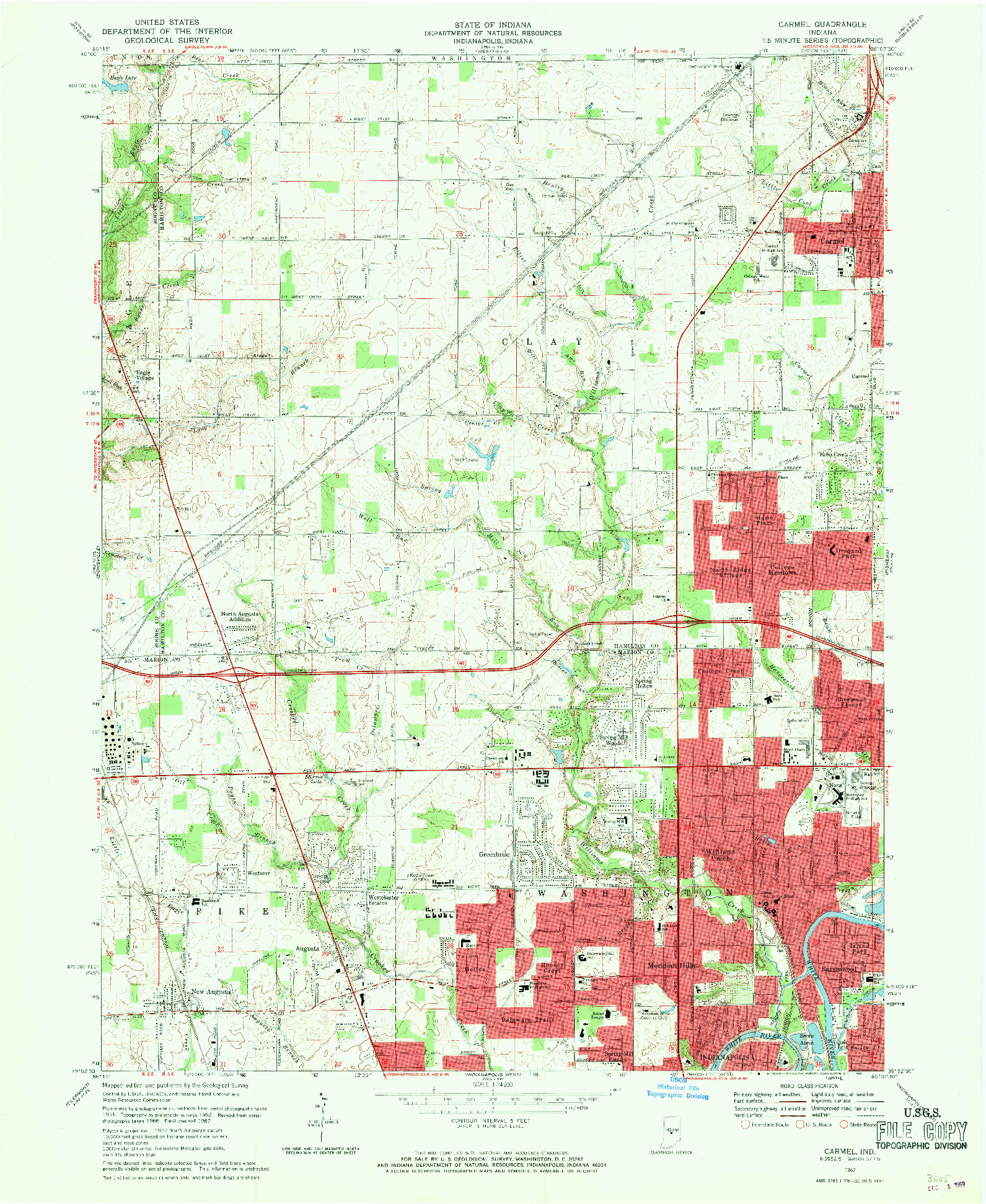 USGS 1:24000-SCALE QUADRANGLE FOR CARMEL, IN 1967