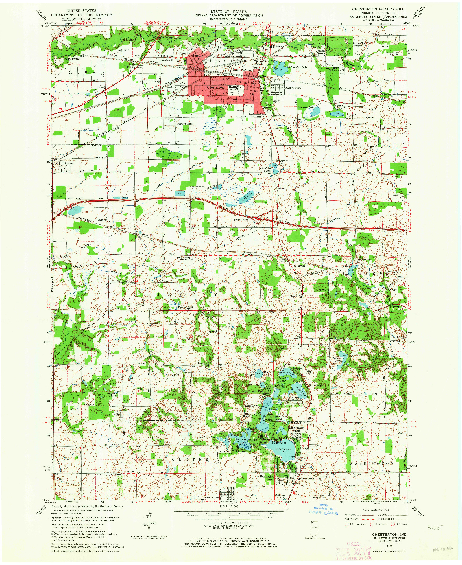 USGS 1:24000-SCALE QUADRANGLE FOR CHESTERTON, IN 1962