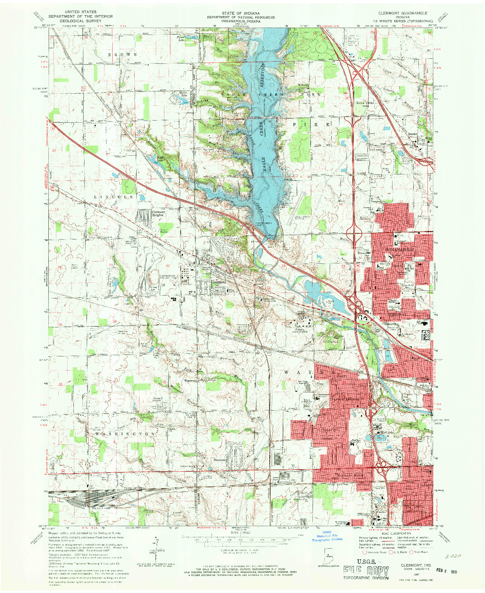 USGS 1:24000-SCALE QUADRANGLE FOR CLERMONT, IN 1967