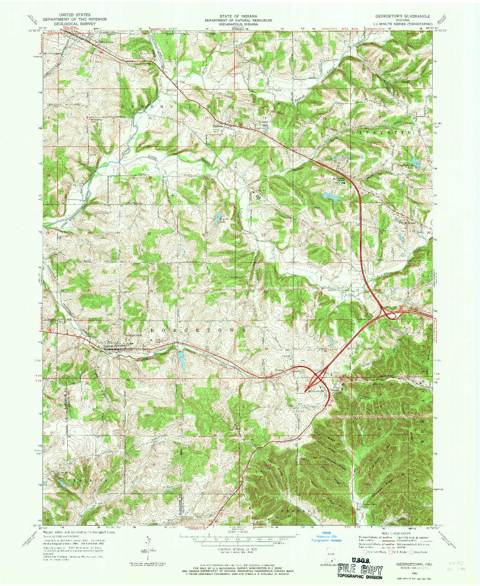 USGS 1:24000-SCALE QUADRANGLE FOR GEORGETOWN, IN 1966