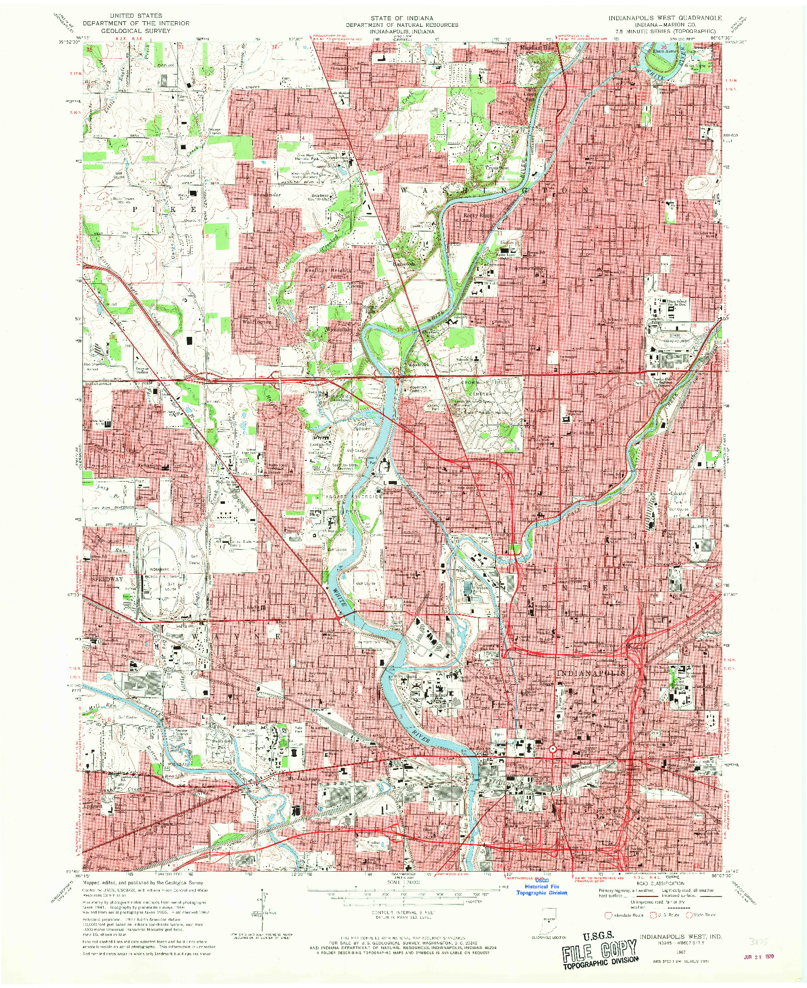 USGS 1:24000-SCALE QUADRANGLE FOR INDIANAPOLIS WEST, IN 1967