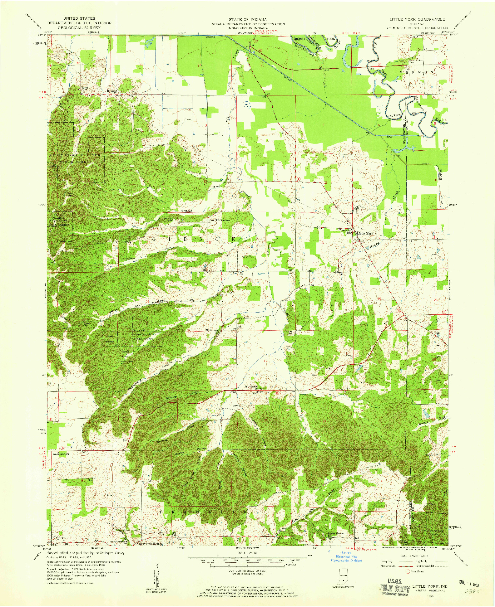 USGS 1:24000-SCALE QUADRANGLE FOR LITTLE YORK, IN 1958