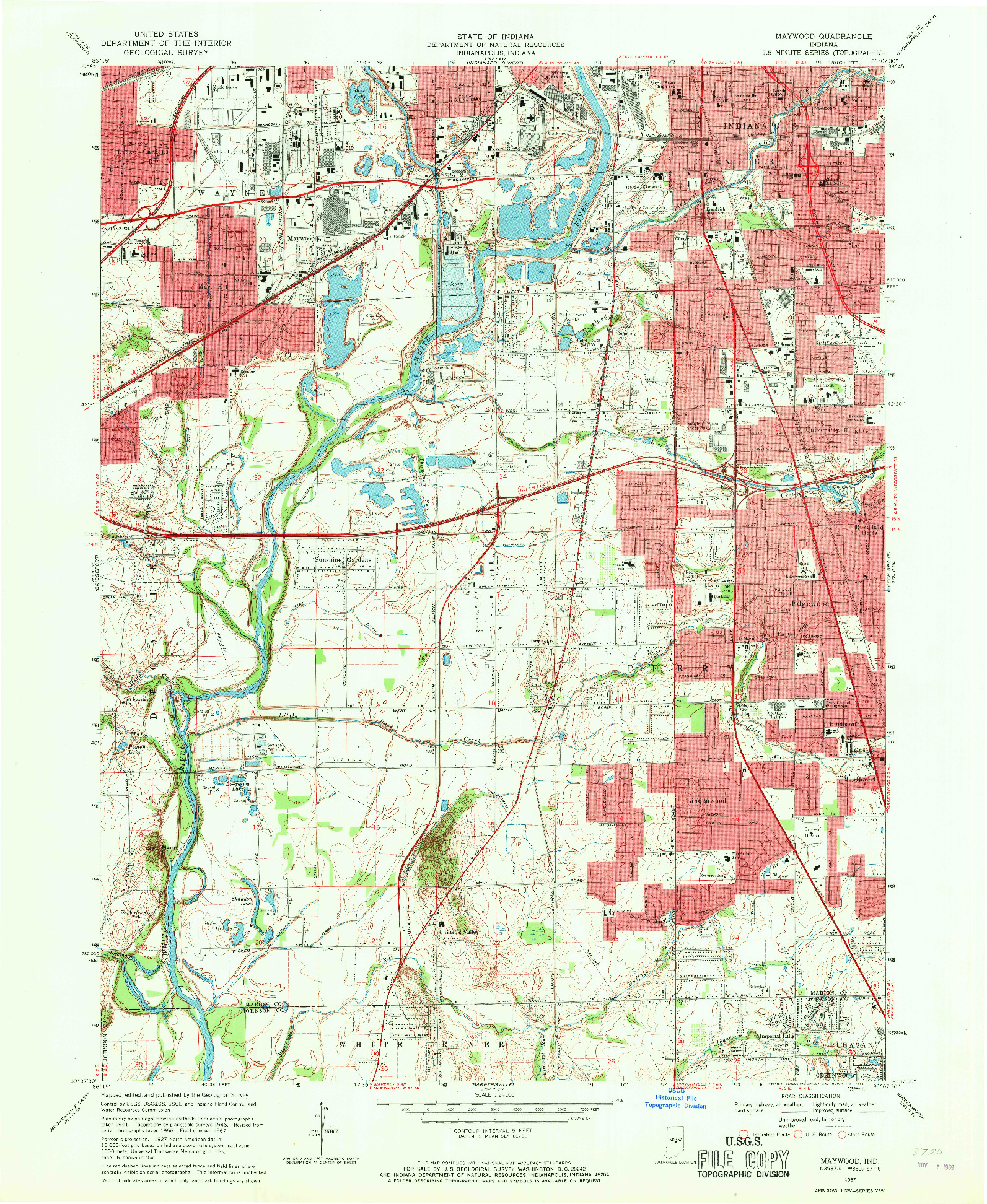 USGS 1:24000-SCALE QUADRANGLE FOR MAYWOOD, IN 1967