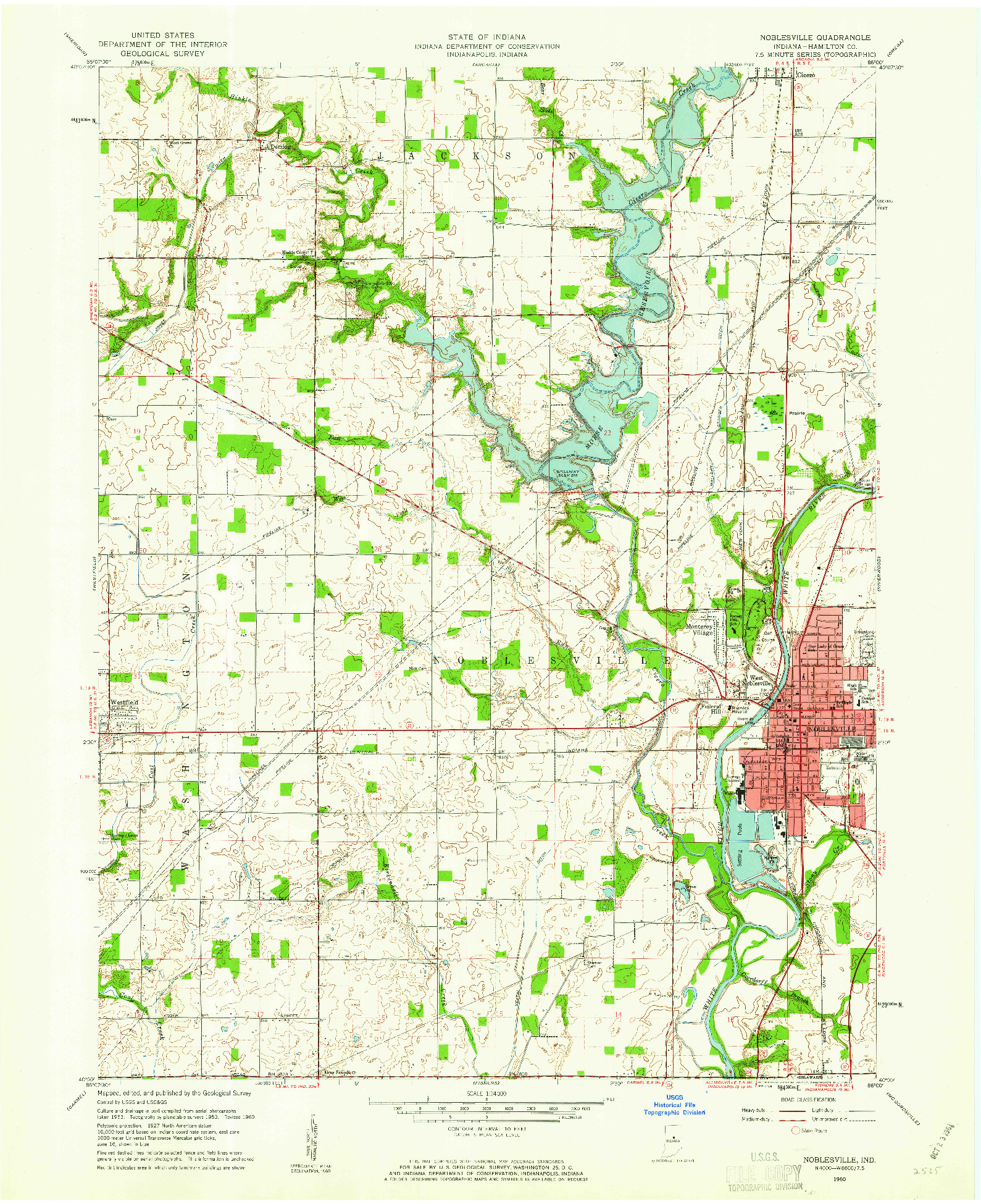 USGS 1:24000-SCALE QUADRANGLE FOR NOBLESVILLE, IN 1960