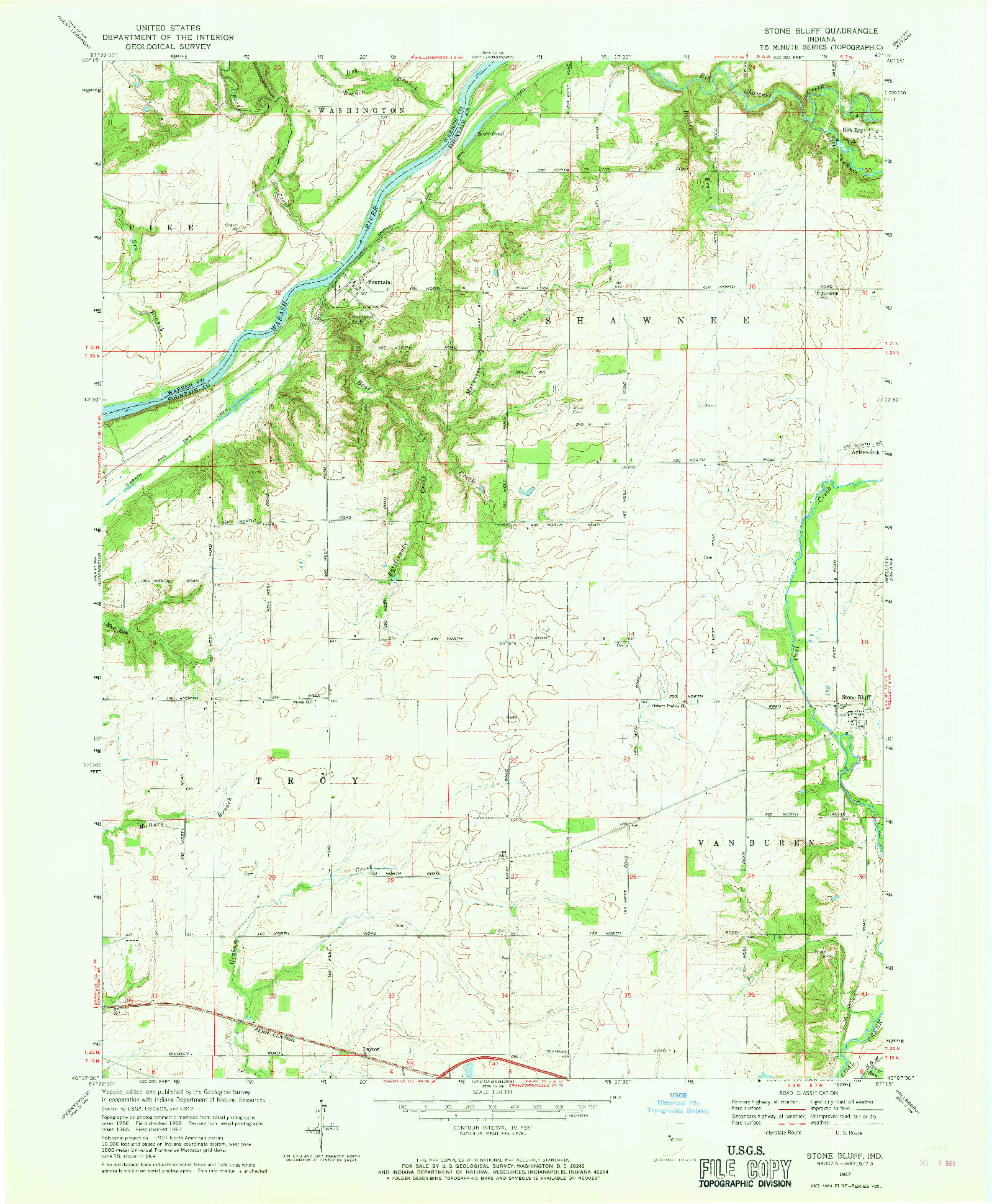 USGS 1:24000-SCALE QUADRANGLE FOR STONE BLUFF, IN 1967