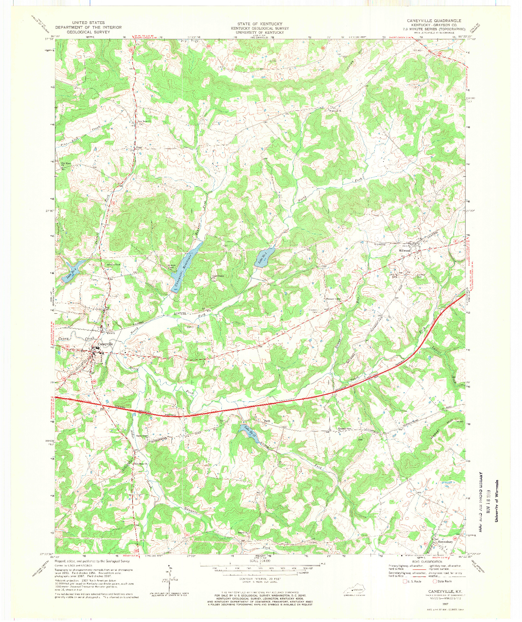 USGS 1:24000-SCALE QUADRANGLE FOR CANEYVILLE, KY 1967