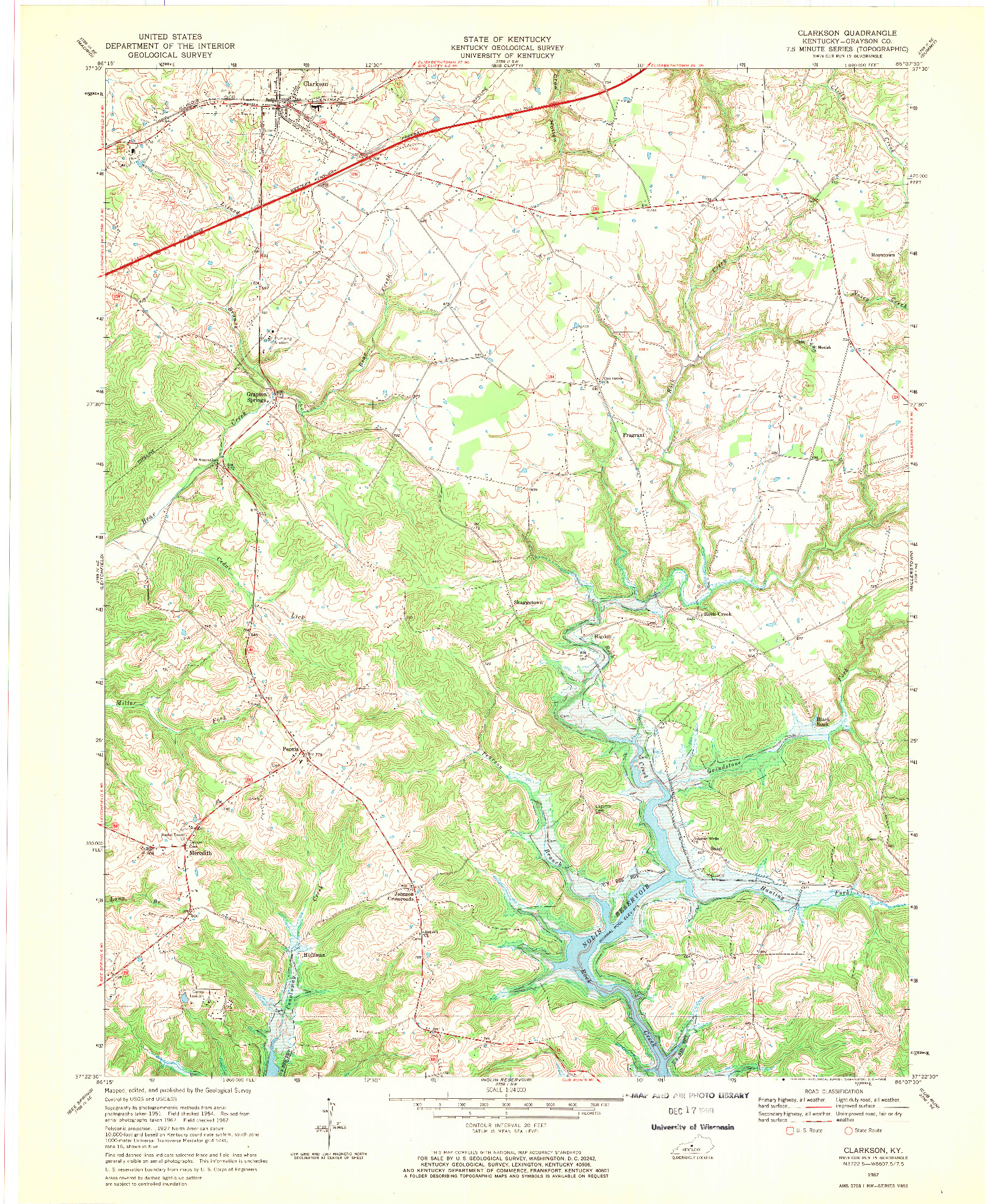 USGS 1:24000-SCALE QUADRANGLE FOR CLARKSON, KY 1967