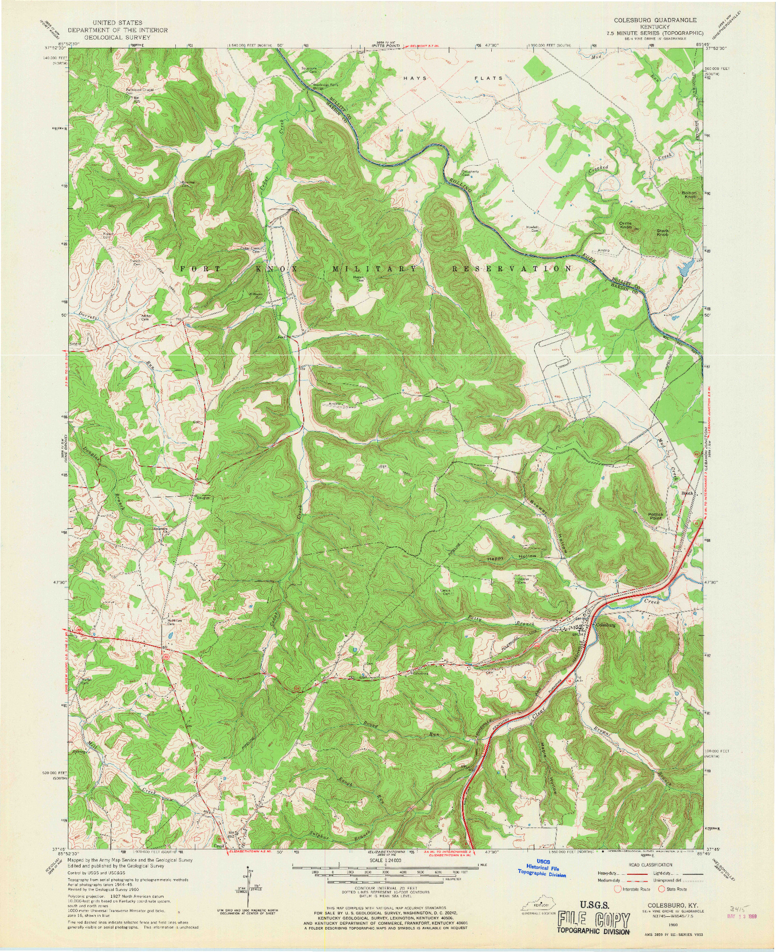 USGS 1:24000-SCALE QUADRANGLE FOR COLESBURG, KY 1960