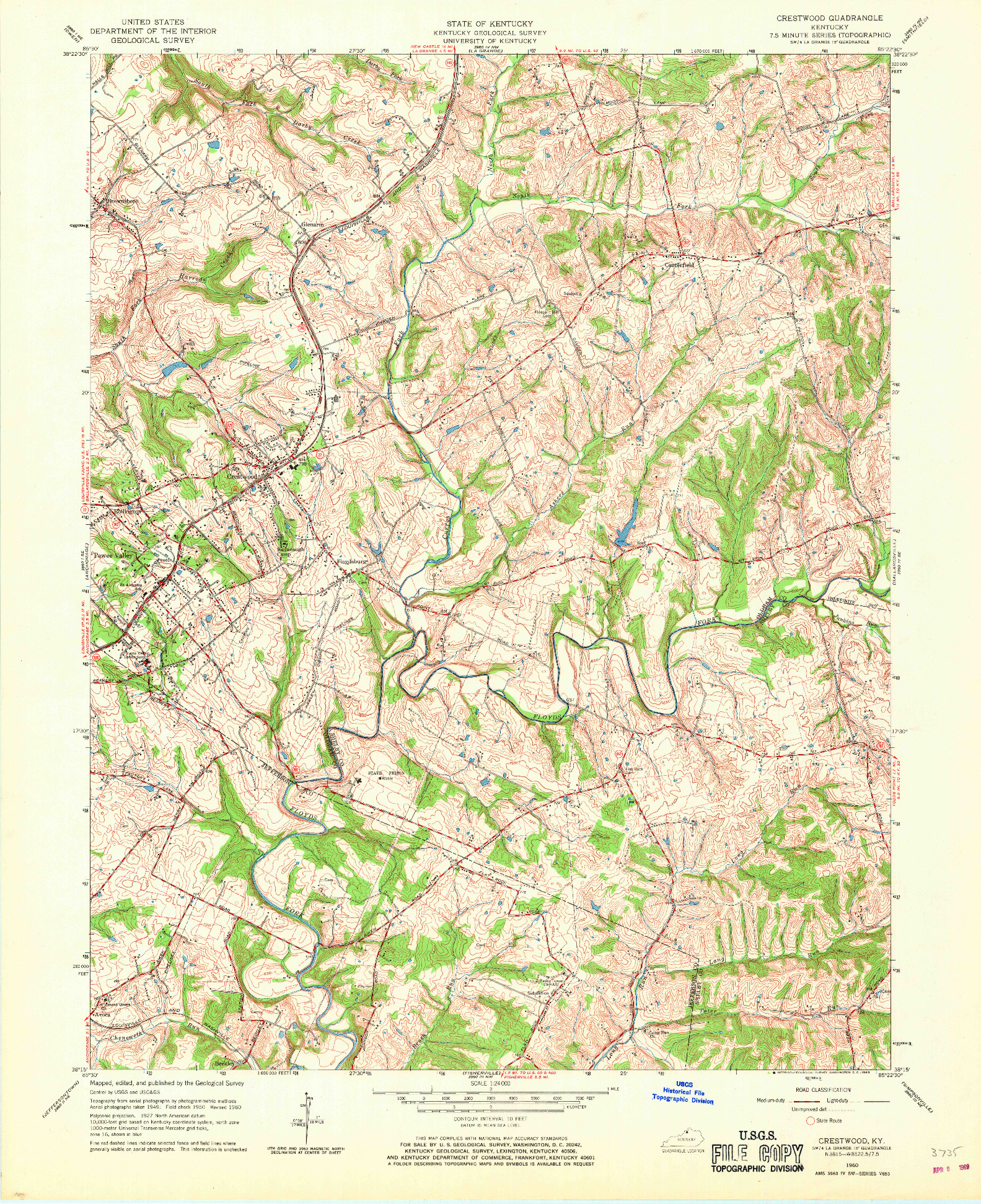 USGS 1:24000-SCALE QUADRANGLE FOR CRESTWOOD, KY 1960