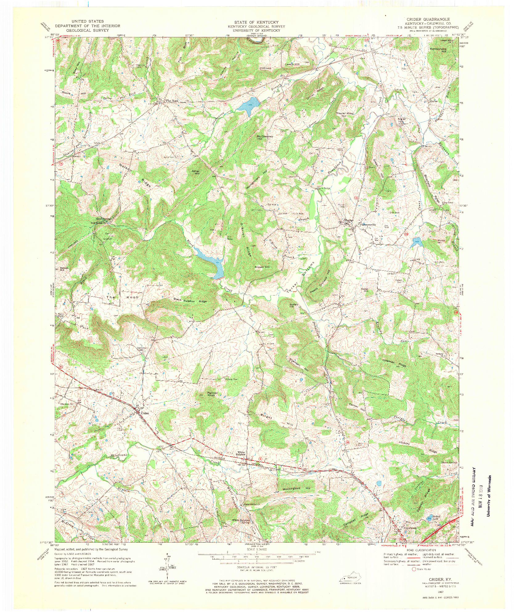 USGS 1:24000-SCALE QUADRANGLE FOR CRIDER, KY 1967