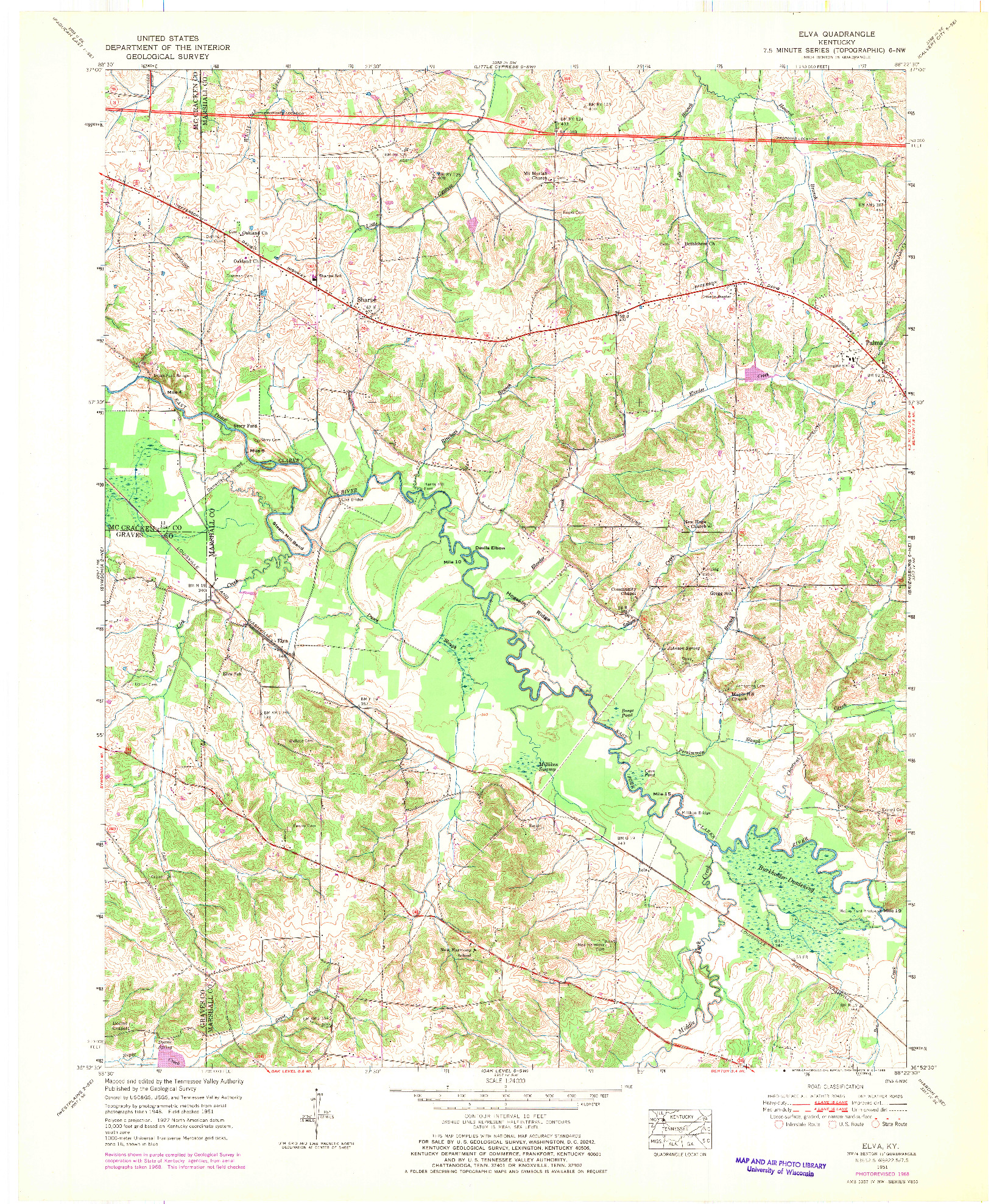 USGS 1:24000-SCALE QUADRANGLE FOR ELVA, KY 1951