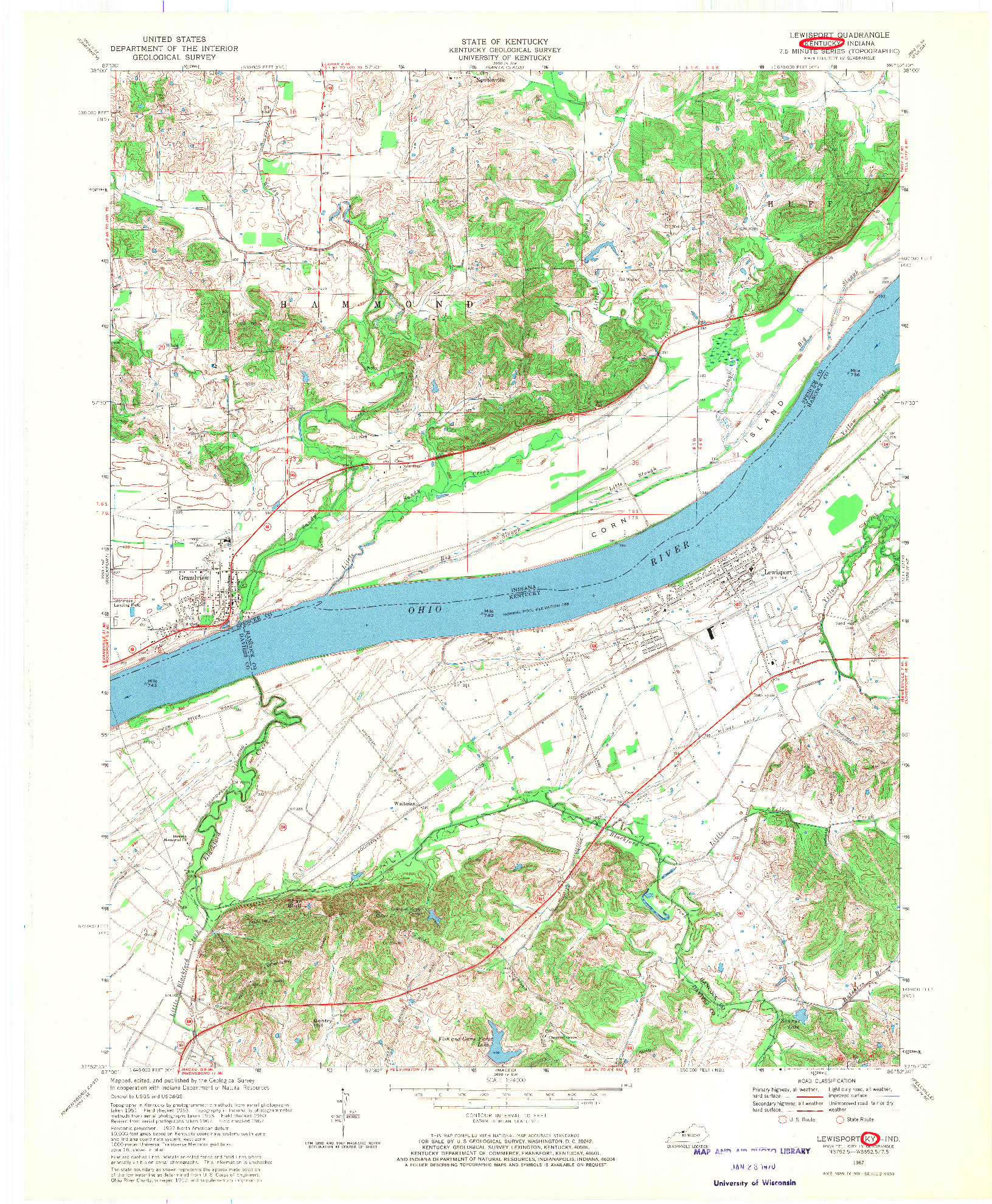 USGS 1:24000-SCALE QUADRANGLE FOR LEWISPORT, KY 1967