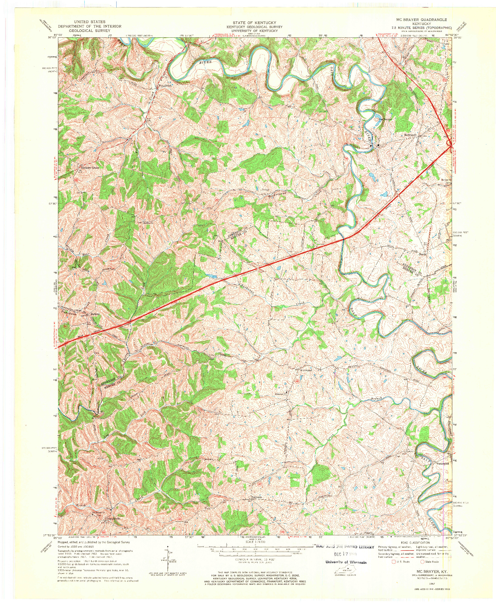 USGS 1:24000-SCALE QUADRANGLE FOR MC BRAYER, KY 1967