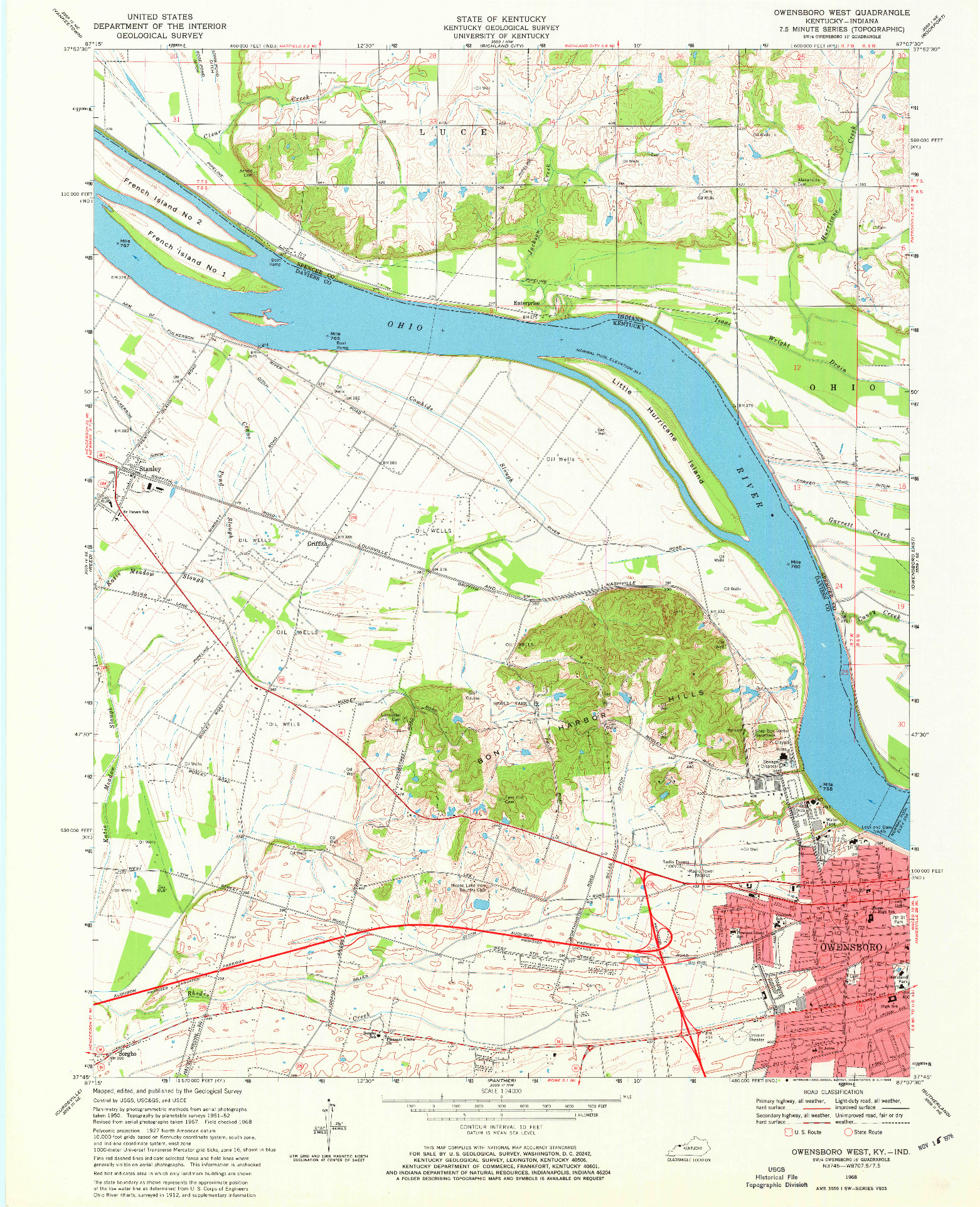 USGS 1:24000-SCALE QUADRANGLE FOR OWENSBORO WEST, KY 1968