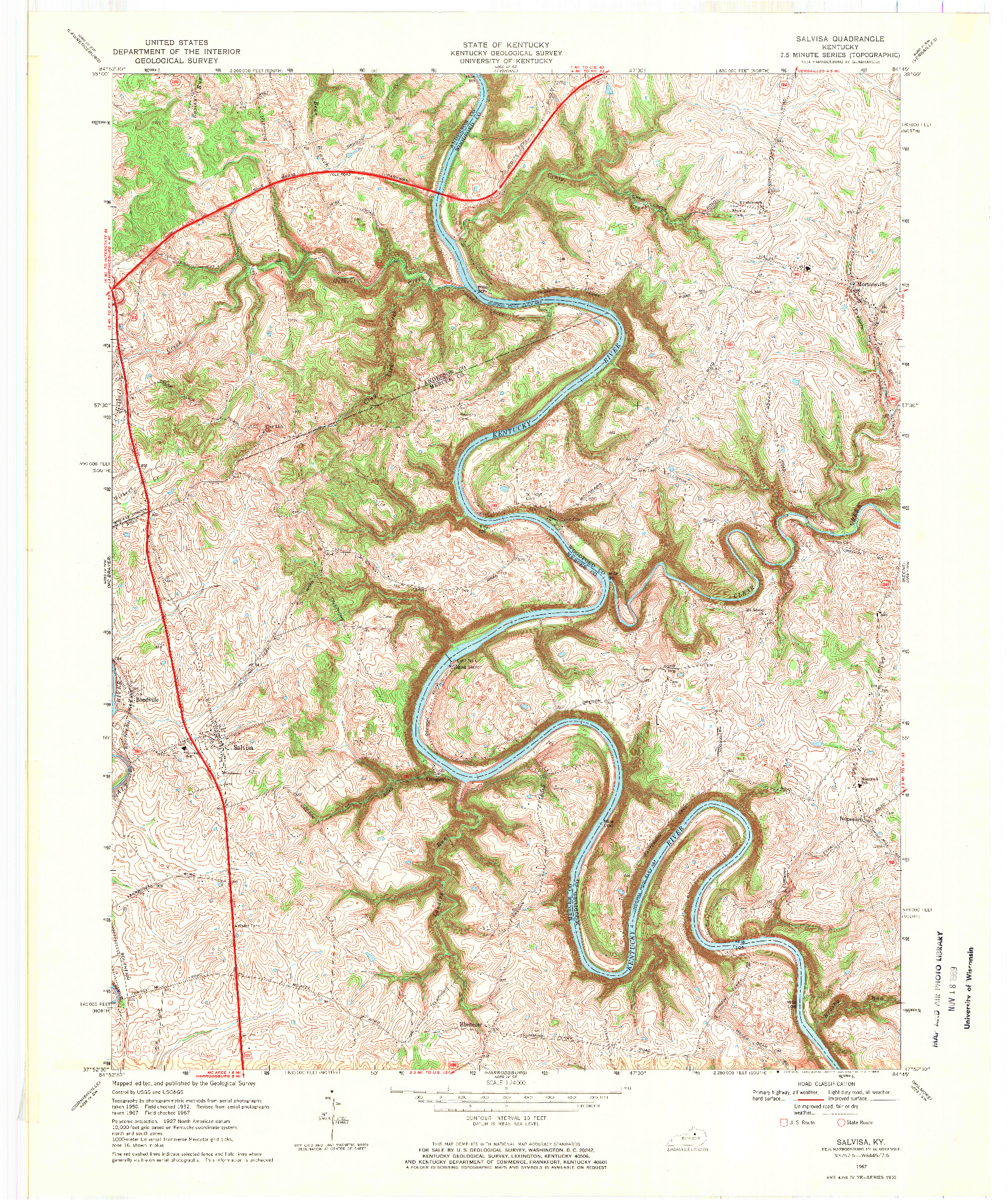 USGS 1:24000-SCALE QUADRANGLE FOR SALVISA, KY 1967
