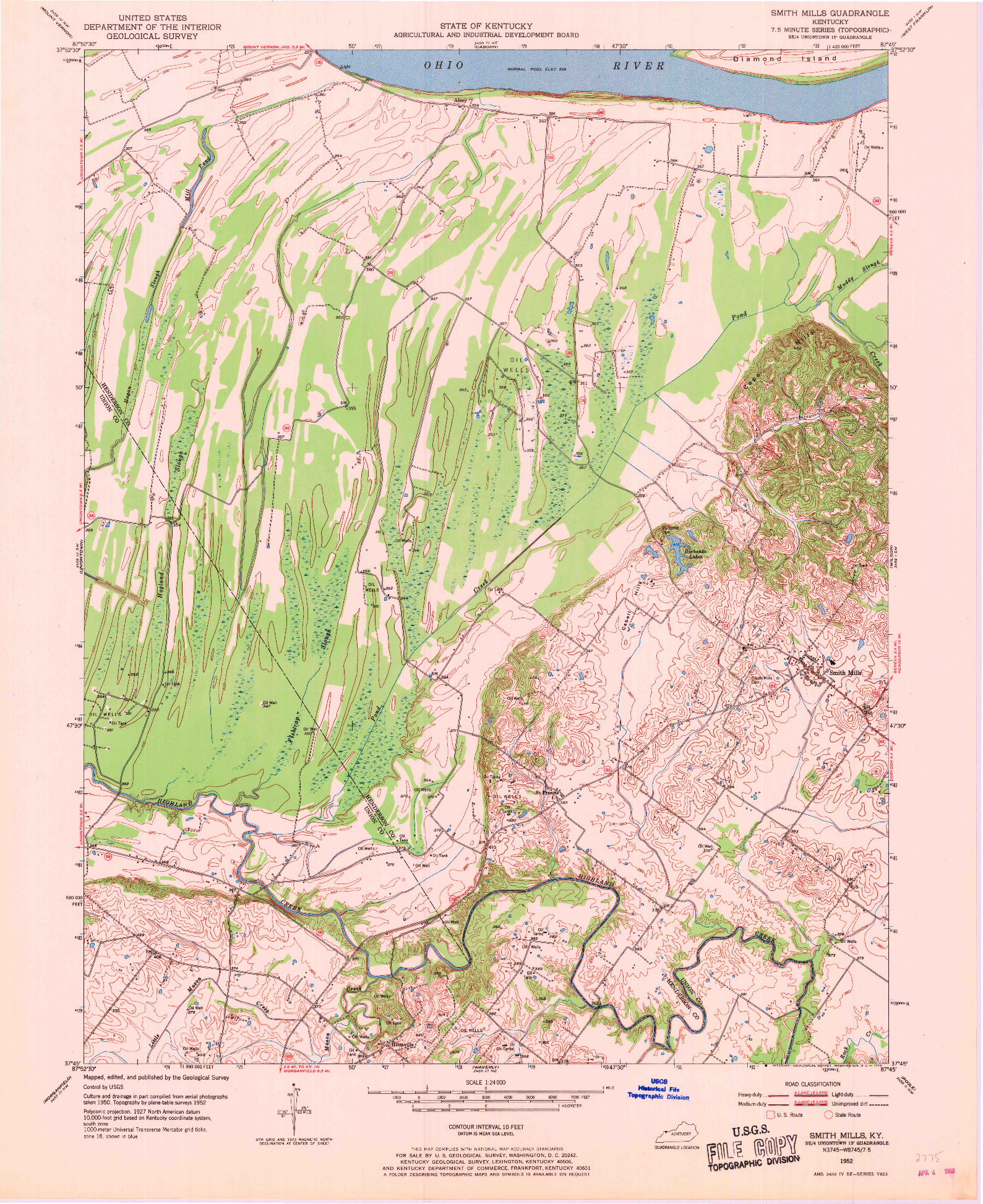 USGS 1:24000-SCALE QUADRANGLE FOR SMITH MILLS, KY 1952