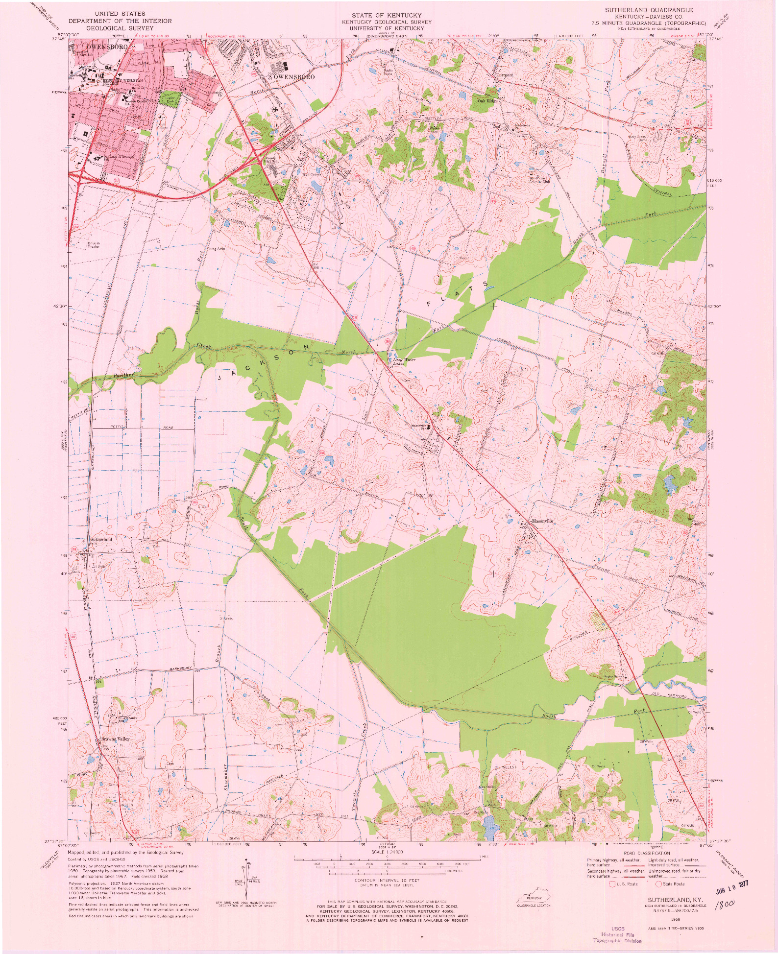 USGS 1:24000-SCALE QUADRANGLE FOR SUTHERLAND, KY 1968