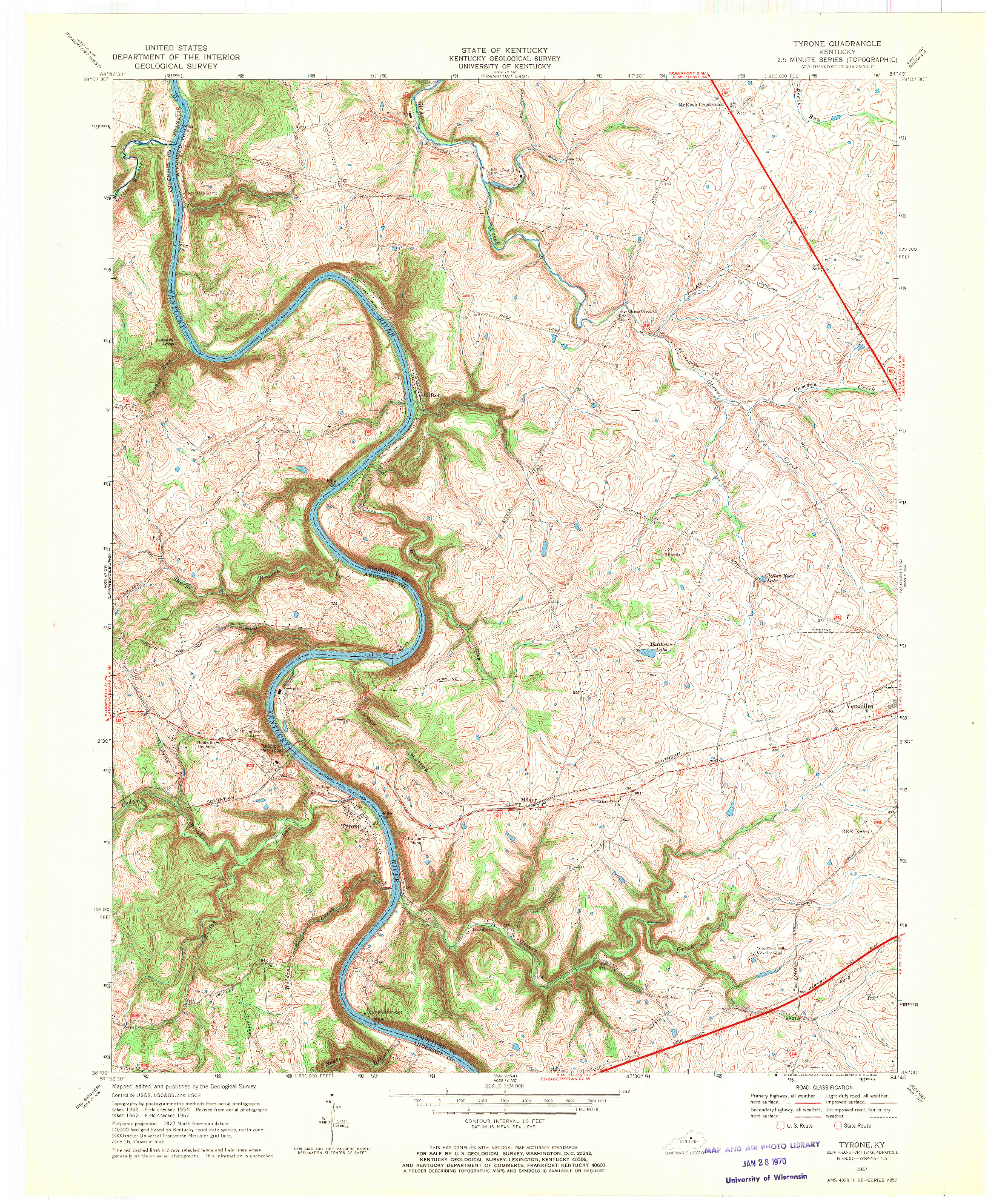 USGS 1:24000-SCALE QUADRANGLE FOR TYRONE, KY 1967