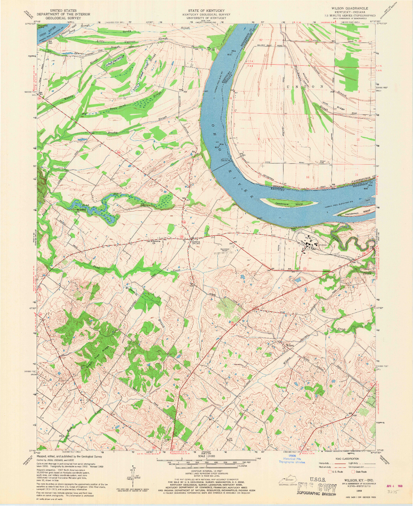 USGS 1:24000-SCALE QUADRANGLE FOR WILSON, KY 1959