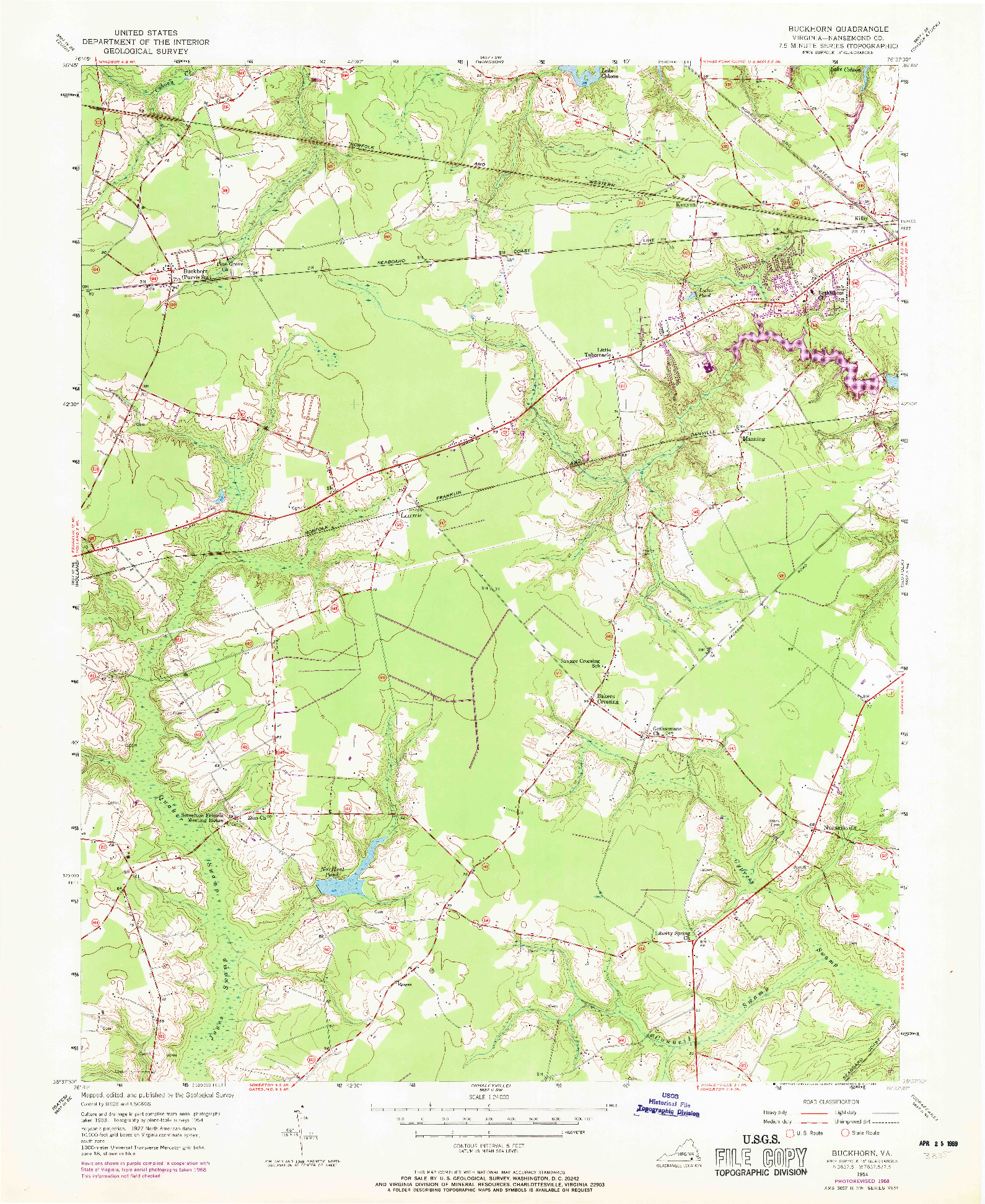 USGS 1:24000-SCALE QUADRANGLE FOR BUCKHORN, VA 1954