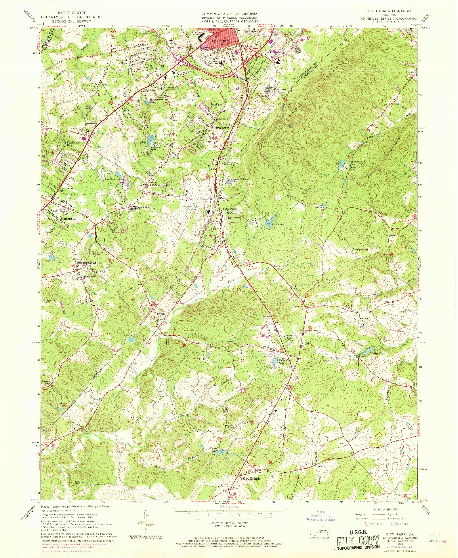 USGS 1:24000-SCALE QUADRANGLE FOR CITY FARM, VA 1963