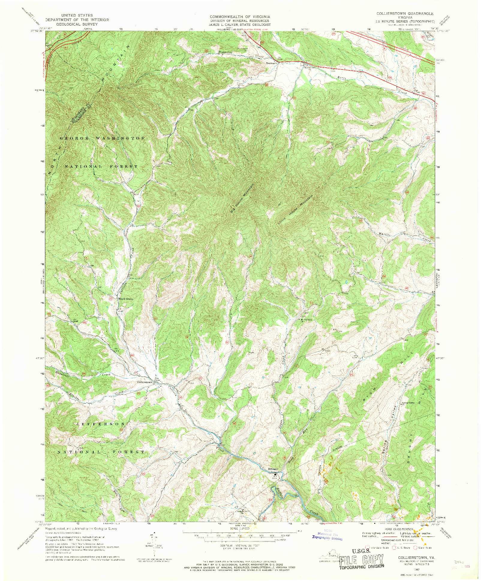 USGS 1:24000-SCALE QUADRANGLE FOR COLLIERSTOWN, VA 1967