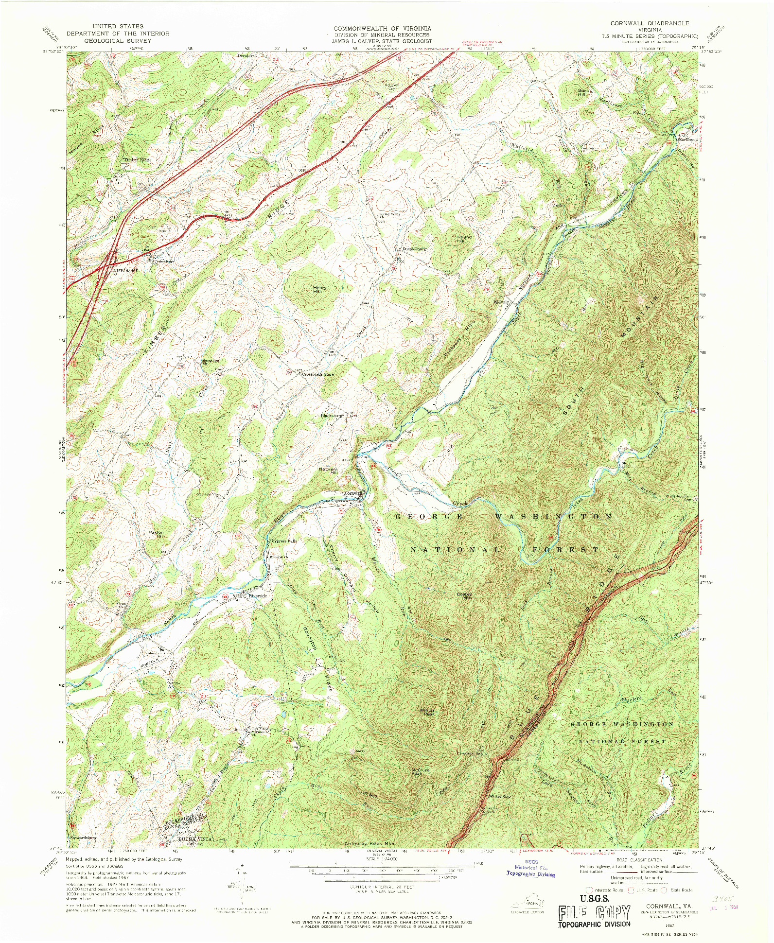 USGS 1:24000-SCALE QUADRANGLE FOR CORNWALL, VA 1967
