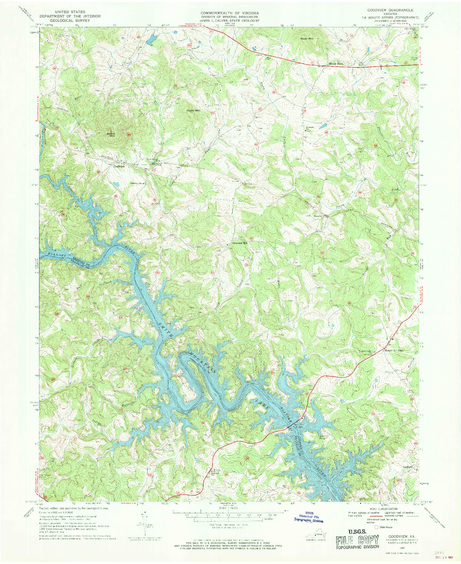 USGS 1:24000-SCALE QUADRANGLE FOR GOODVIEW, VA 1967