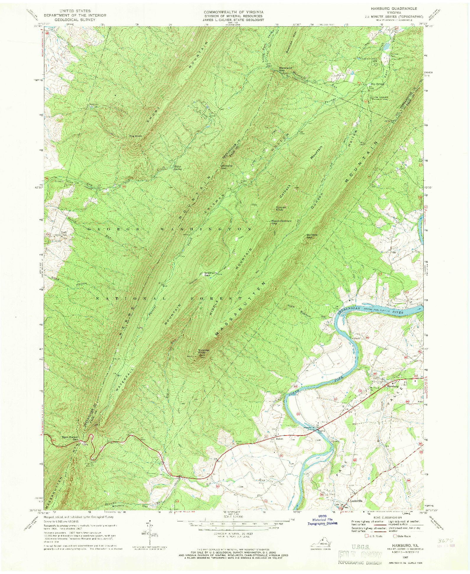 USGS 1:24000-SCALE QUADRANGLE FOR HAMBURG, VA 1967