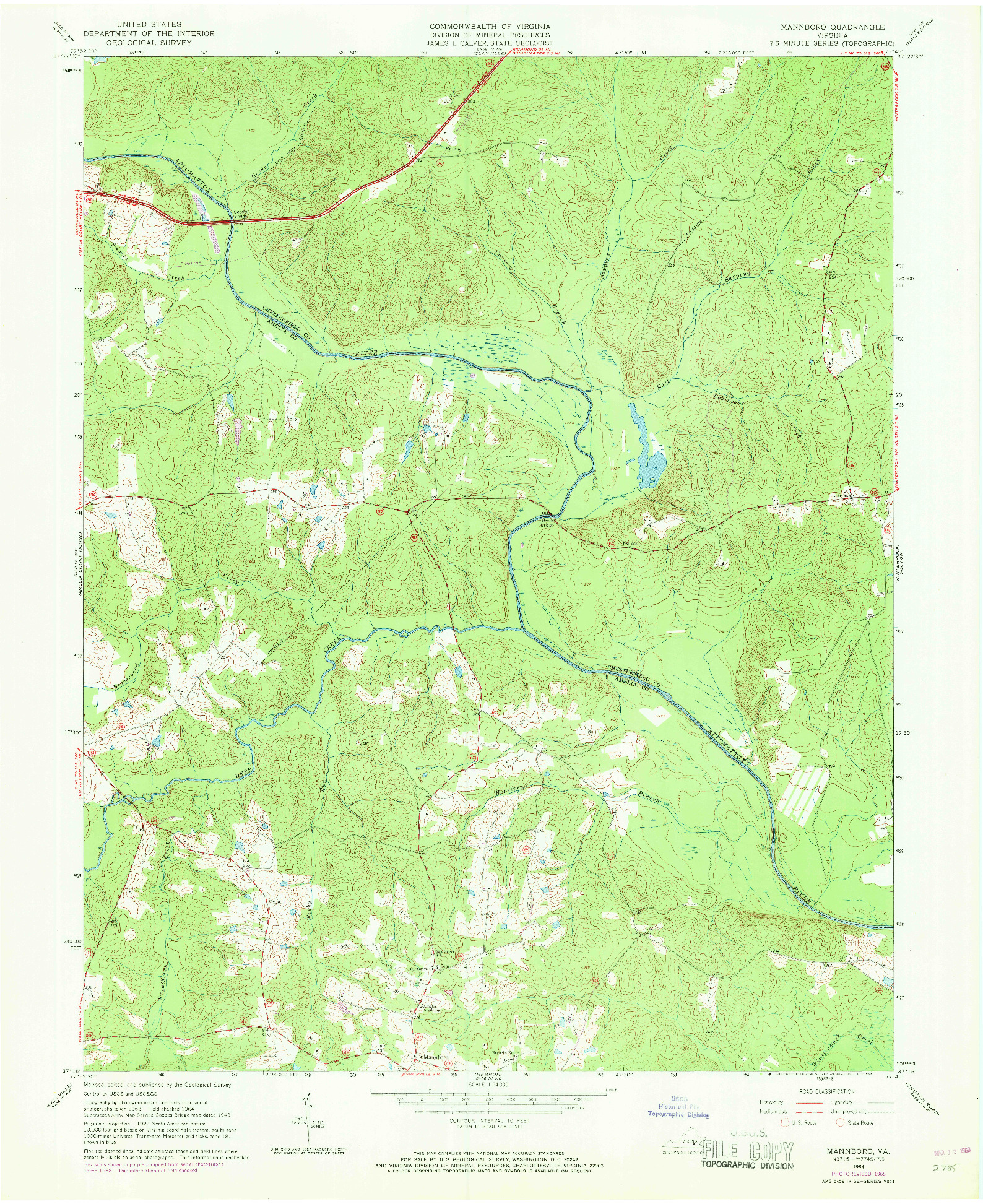 USGS 1:24000-SCALE QUADRANGLE FOR MANNBORO, VA 1964