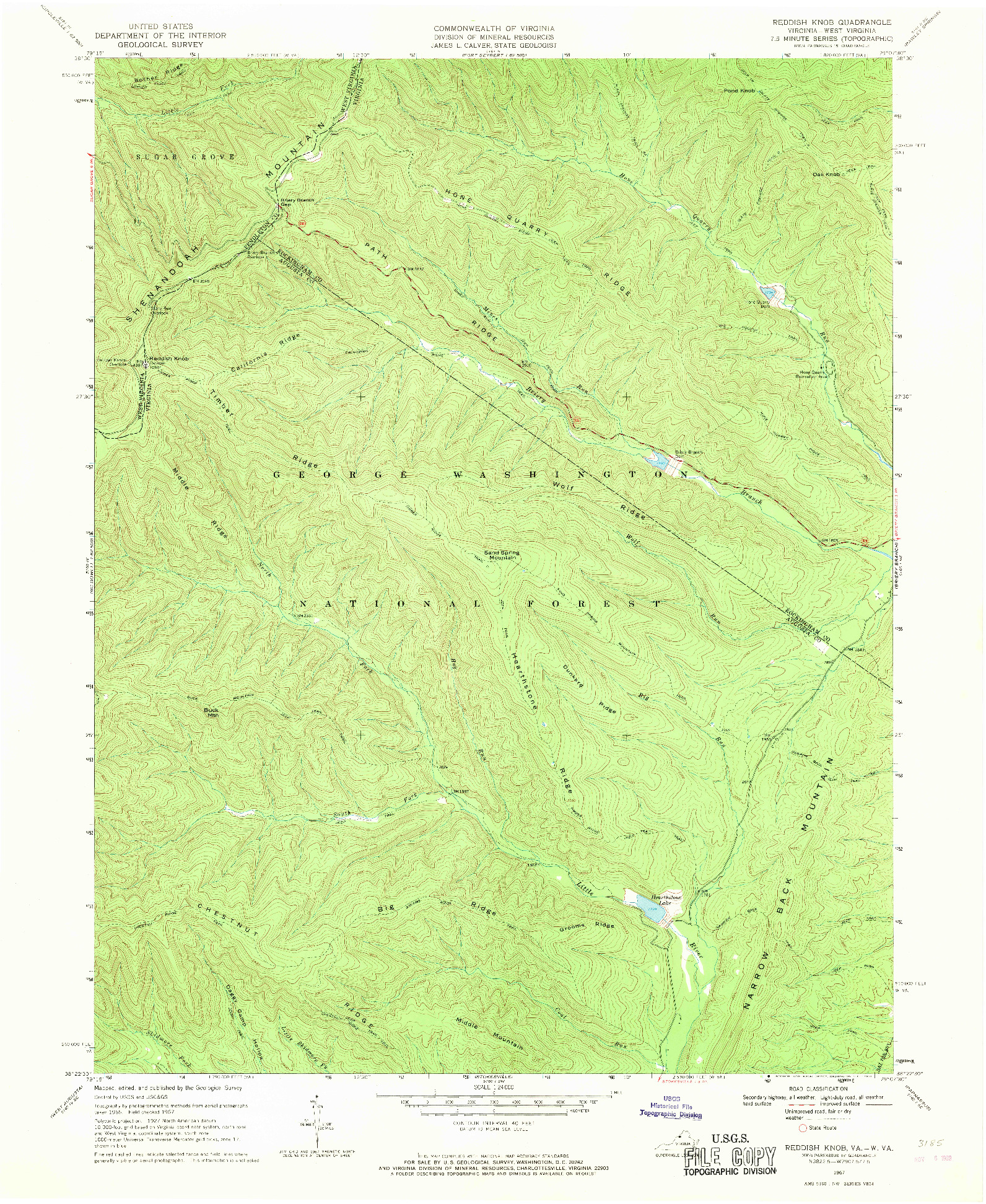 USGS 1:24000-SCALE QUADRANGLE FOR REDDISH KNOB, VA 1967