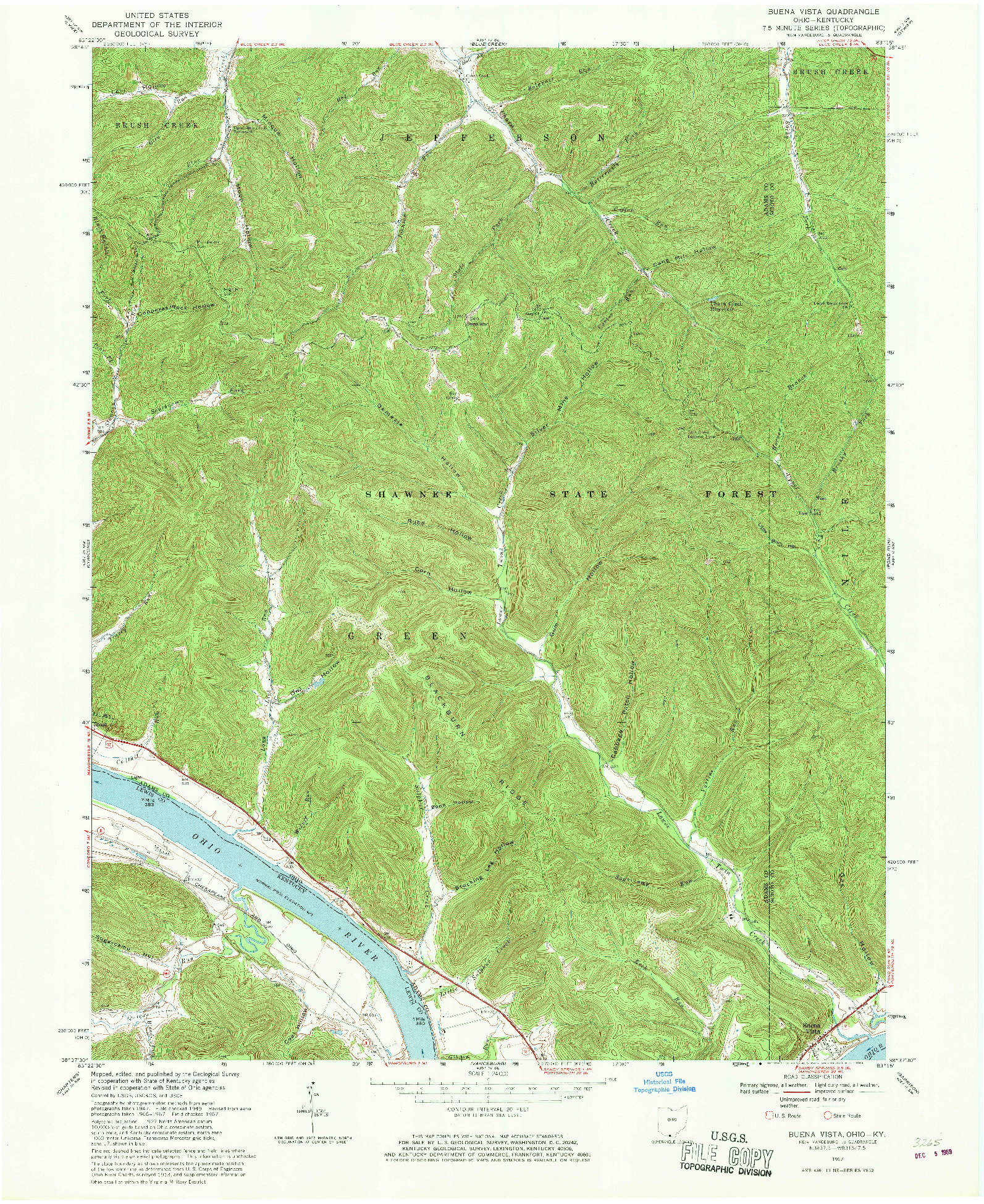 USGS 1:24000-SCALE QUADRANGLE FOR BUENA VISTA, OH 1967