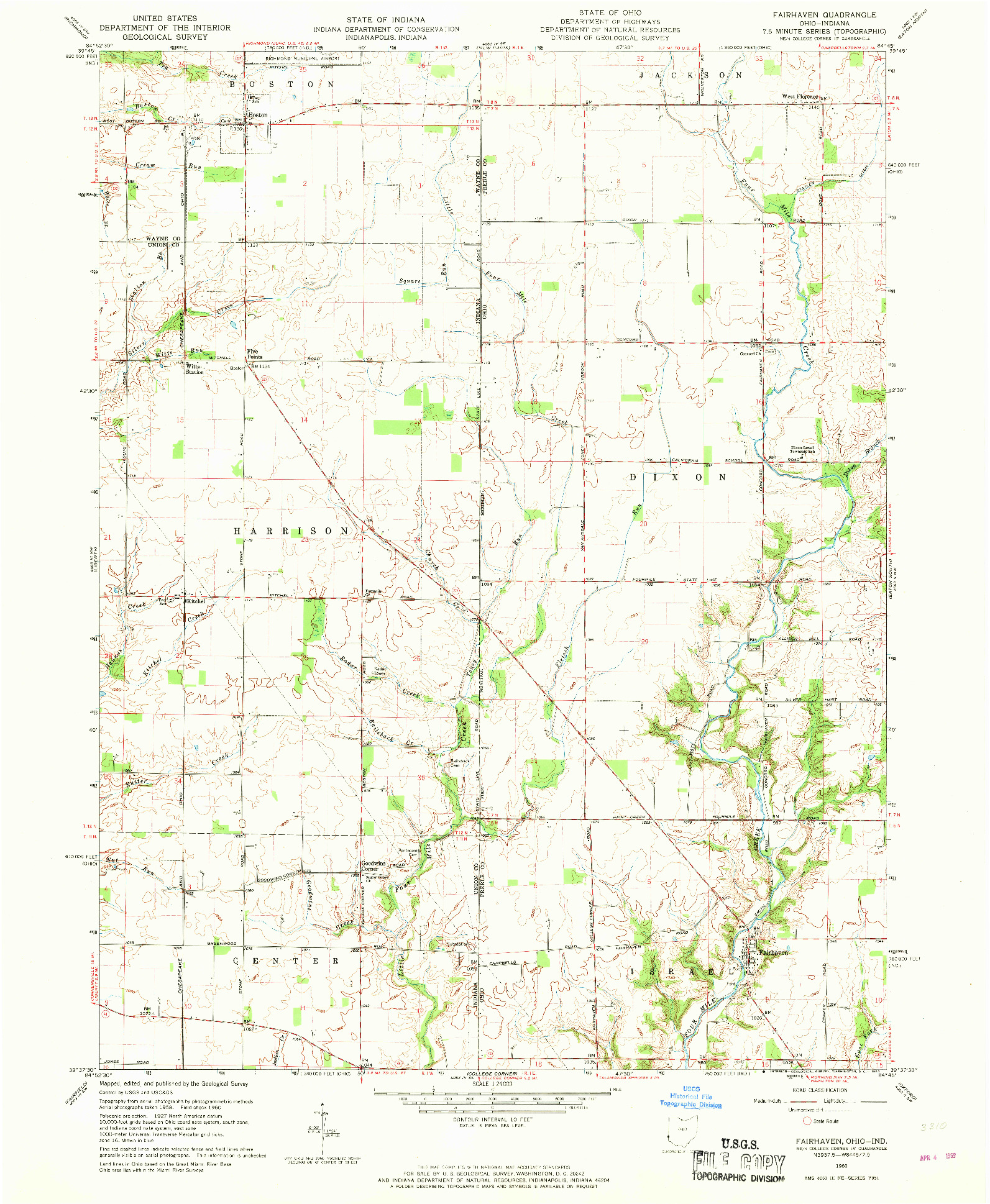 USGS 1:24000-SCALE QUADRANGLE FOR FAIRHAVEN, OH 1960