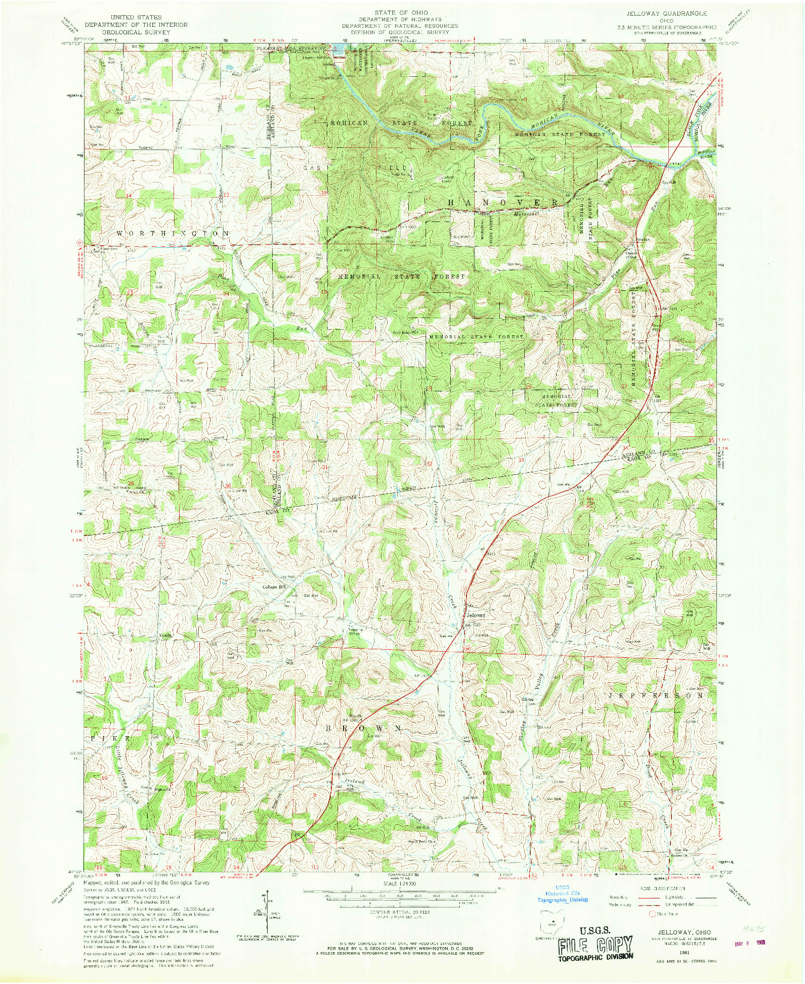 USGS 1:24000-SCALE QUADRANGLE FOR JELLOWAY, OH 1961