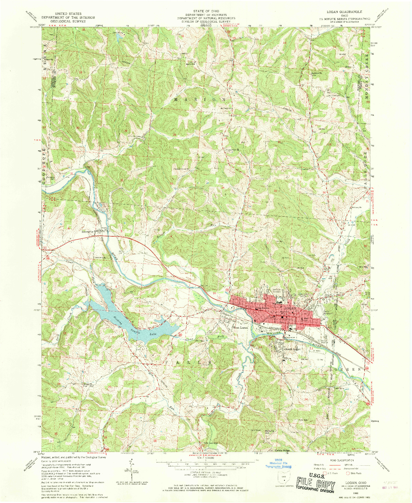 USGS 1:24000-SCALE QUADRANGLE FOR LOGAN, OH 1961