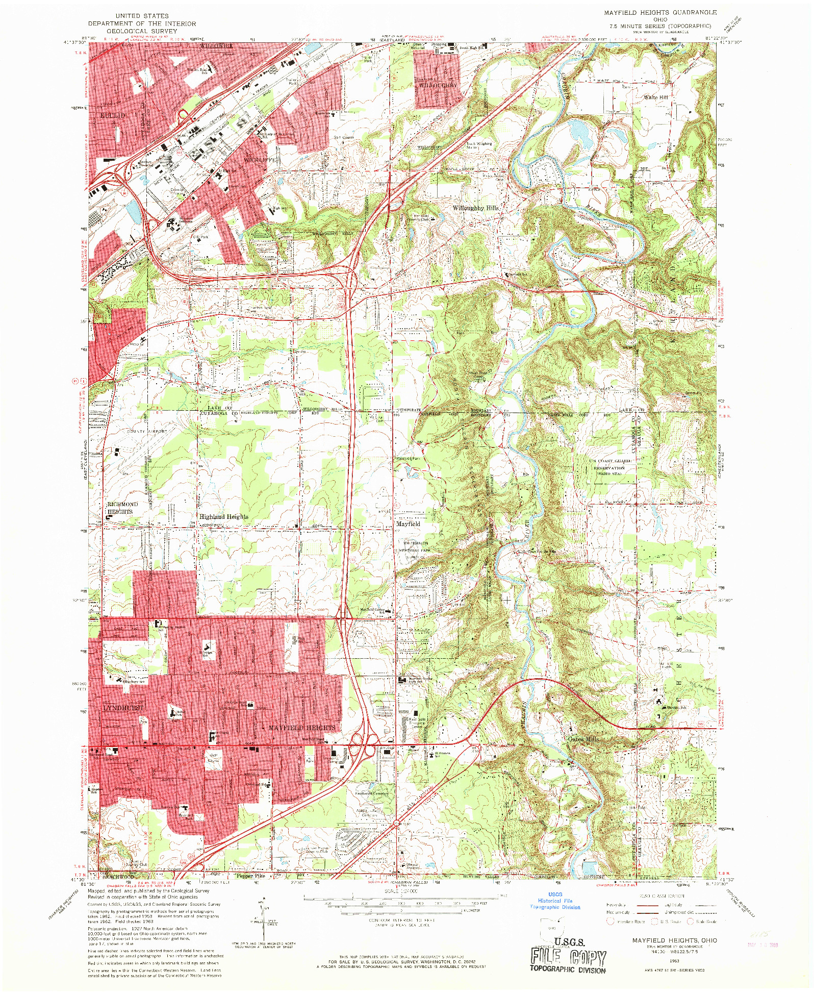 USGS 1:24000-SCALE QUADRANGLE FOR MAYFIELD HEIGHTS, OH 1963