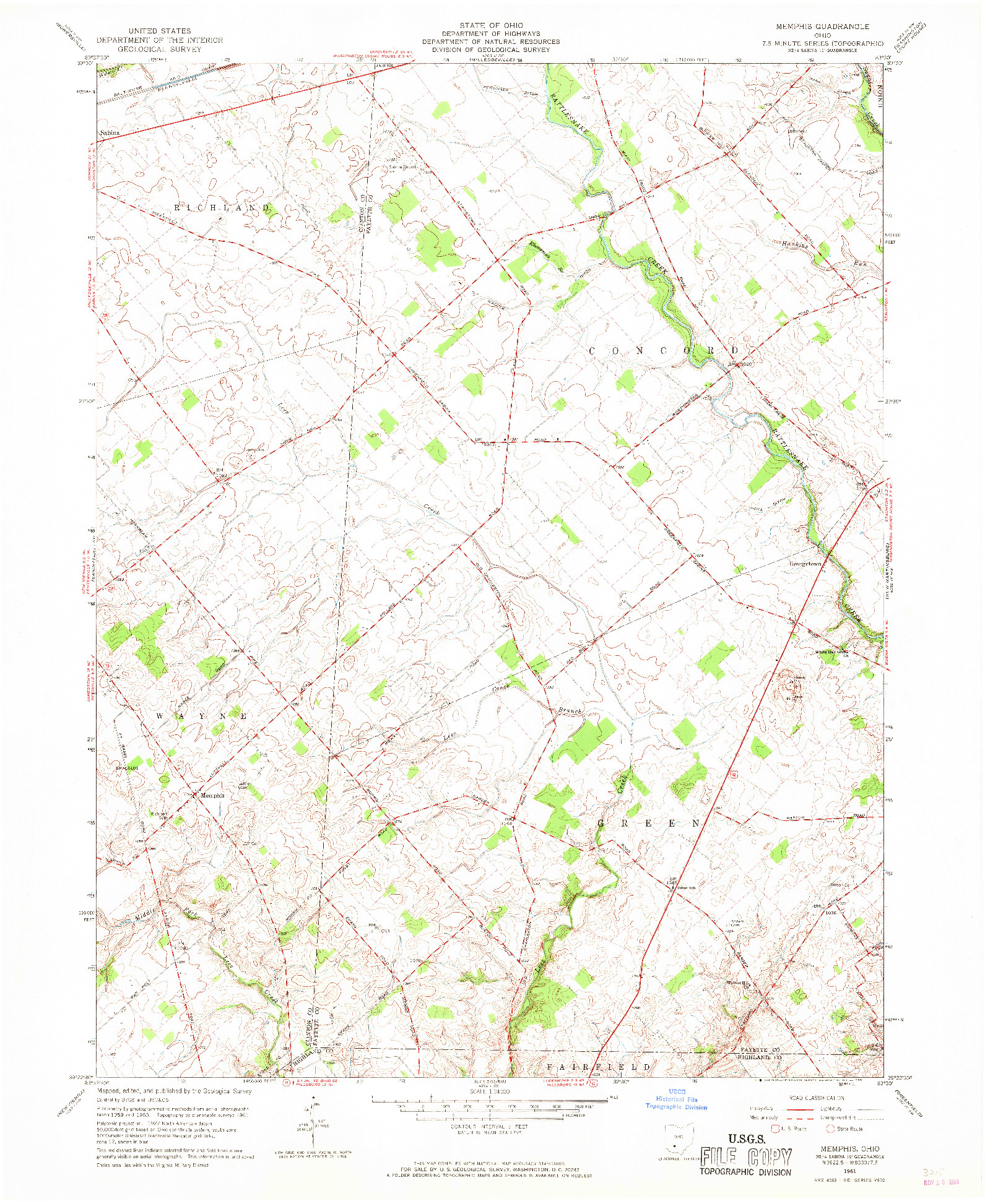 USGS 1:24000-SCALE QUADRANGLE FOR MEMPHIS, OH 1961