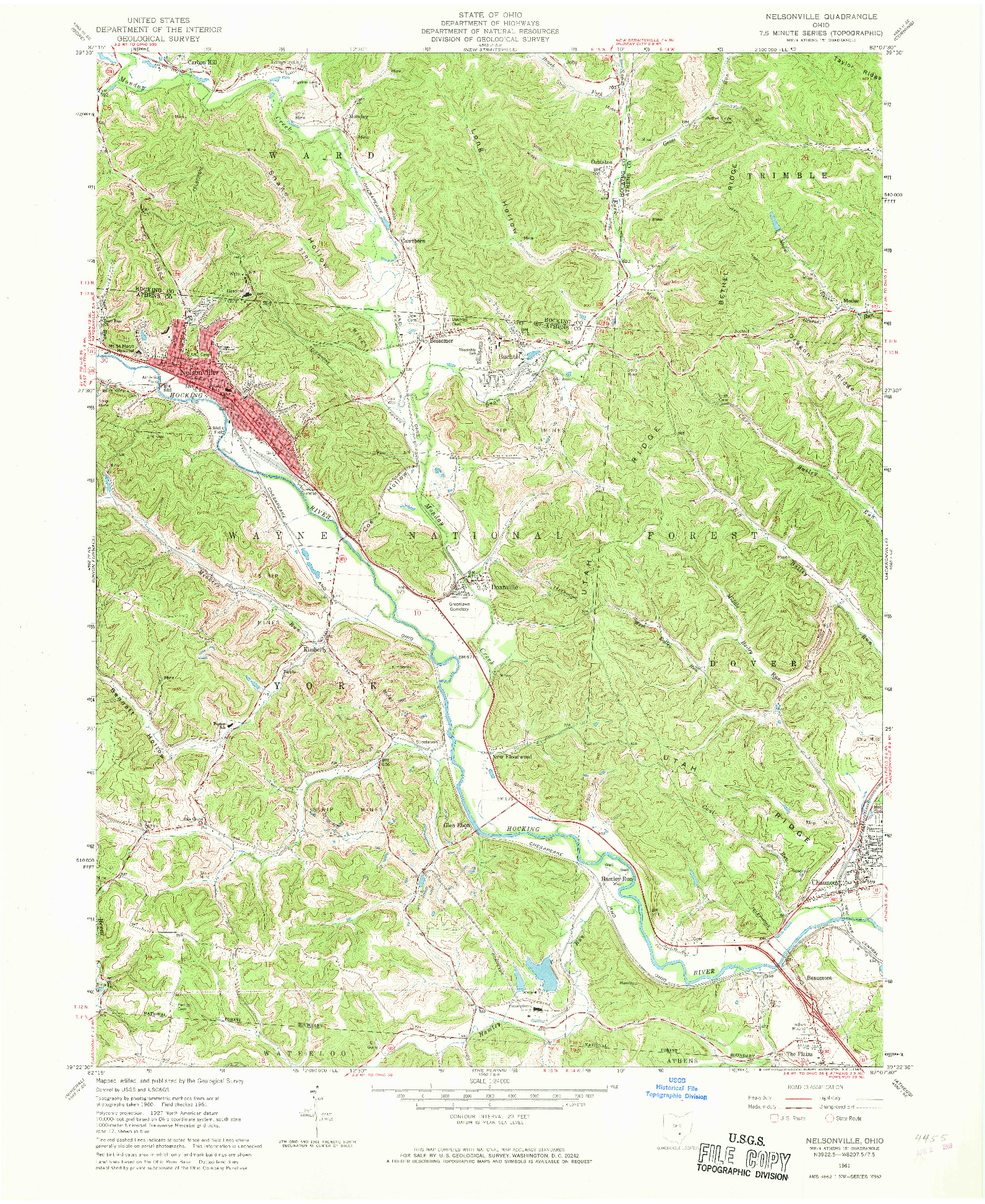 USGS 1:24000-SCALE QUADRANGLE FOR NELSONVILLE, OH 1961