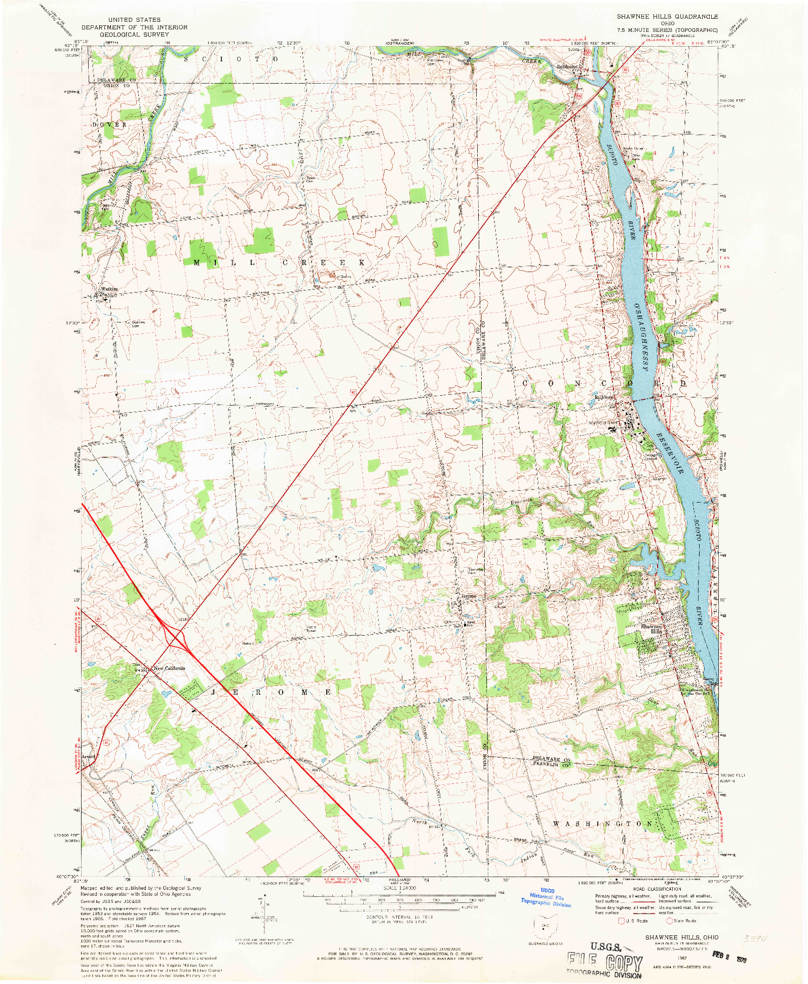 USGS 1:24000-SCALE QUADRANGLE FOR SHAWNEE HILLS, OH 1967