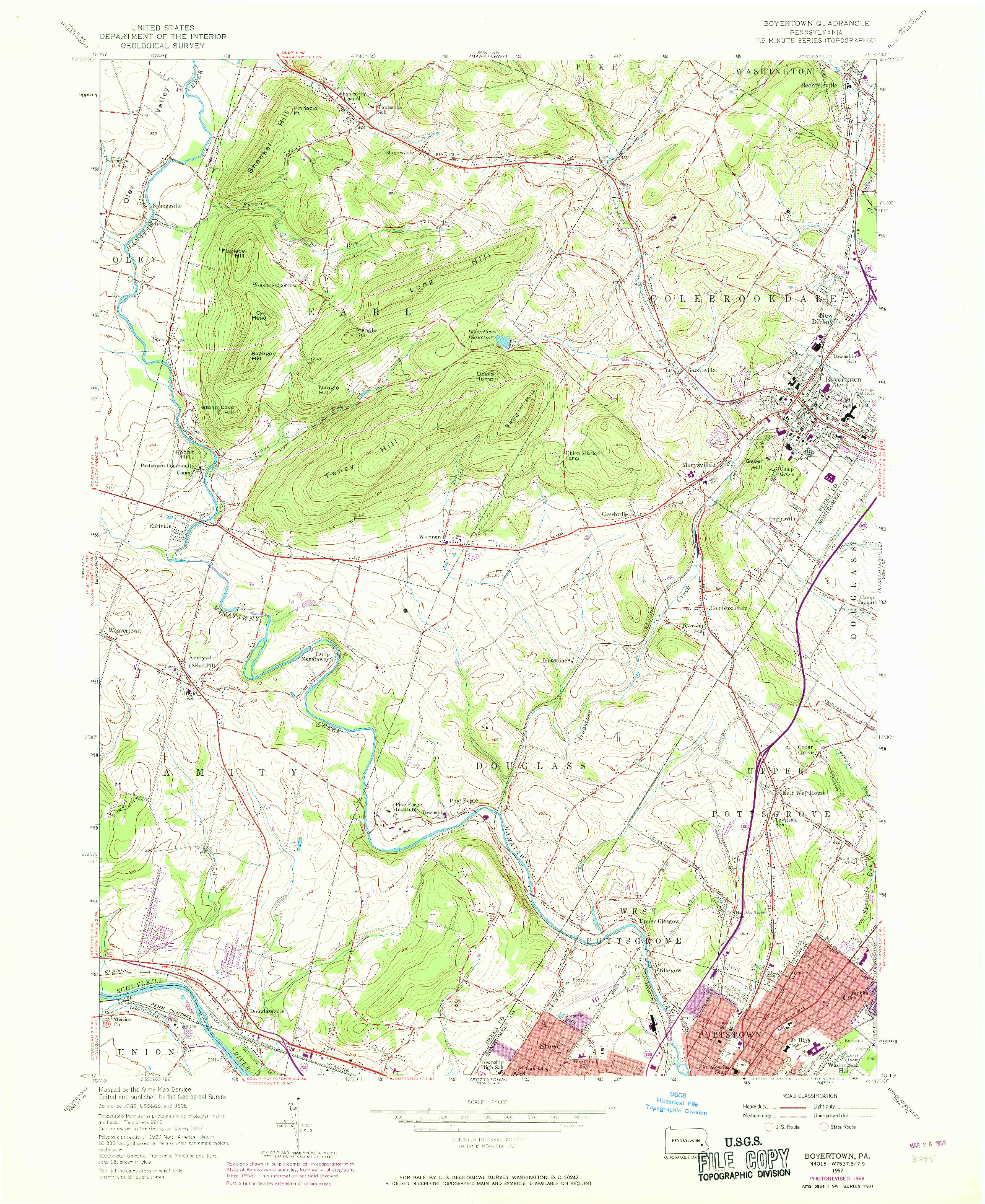 USGS 1:24000-SCALE QUADRANGLE FOR BOYERTOWN, PA 1957