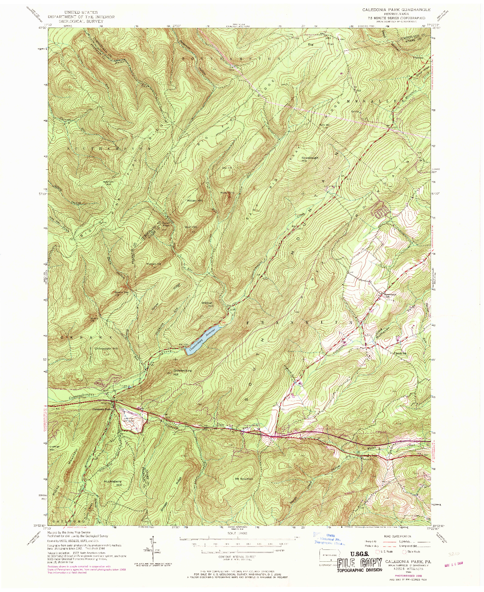 USGS 1:24000-SCALE QUADRANGLE FOR CALEDONIA PARK, PA 1944