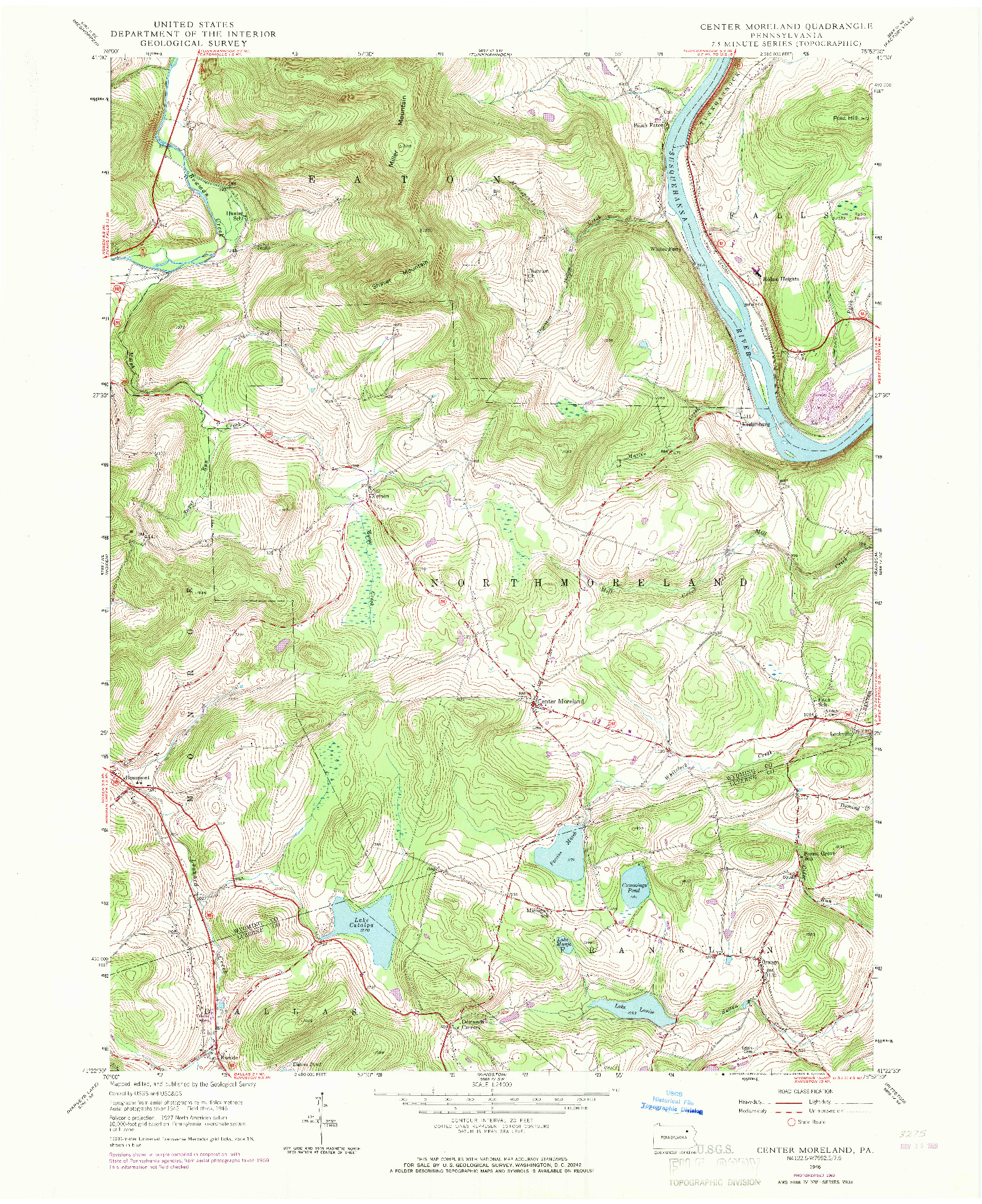 USGS 1:24000-SCALE QUADRANGLE FOR CENTER MORELAND, PA 1946