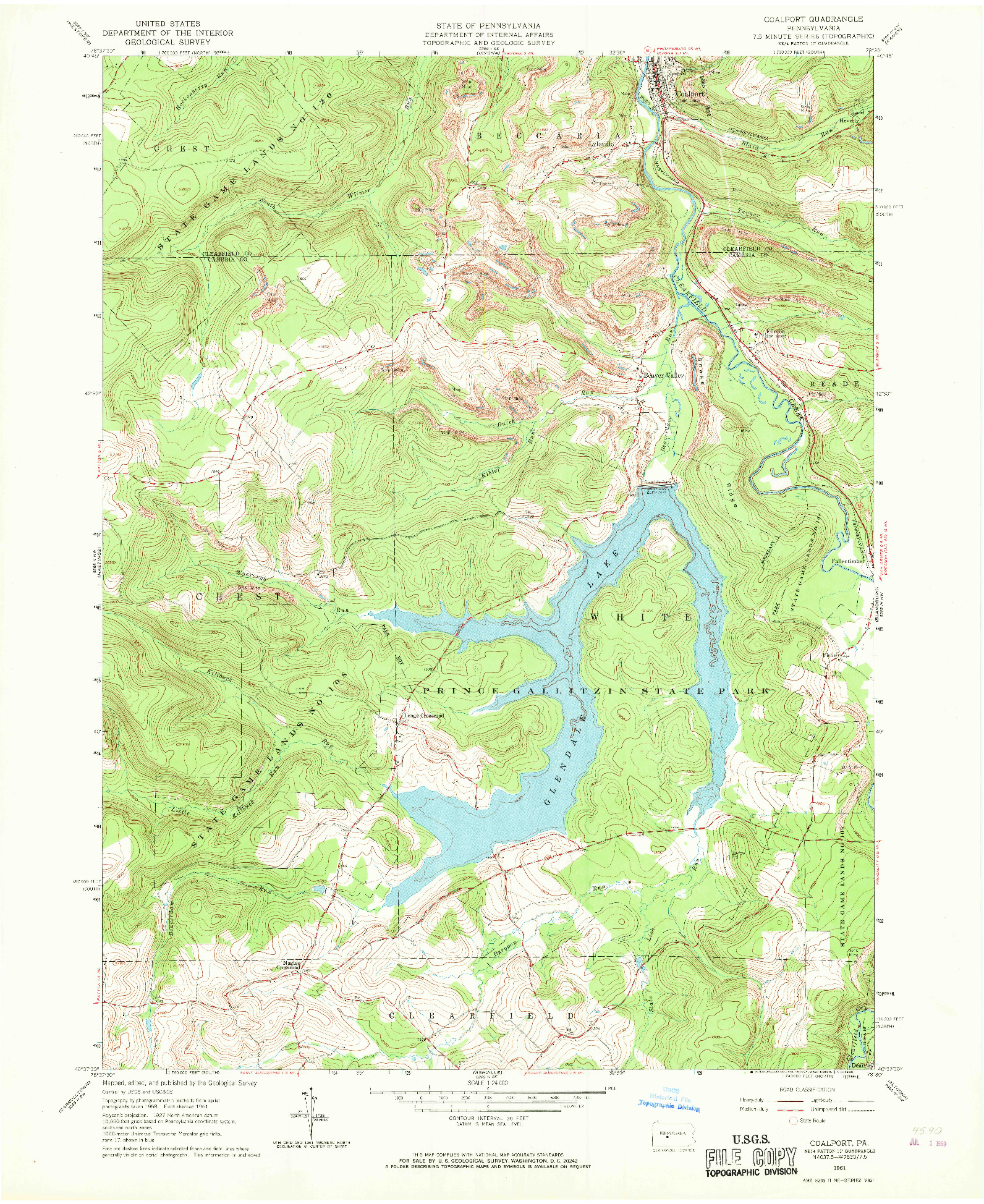 USGS 1:24000-SCALE QUADRANGLE FOR COALPORT, PA 1961